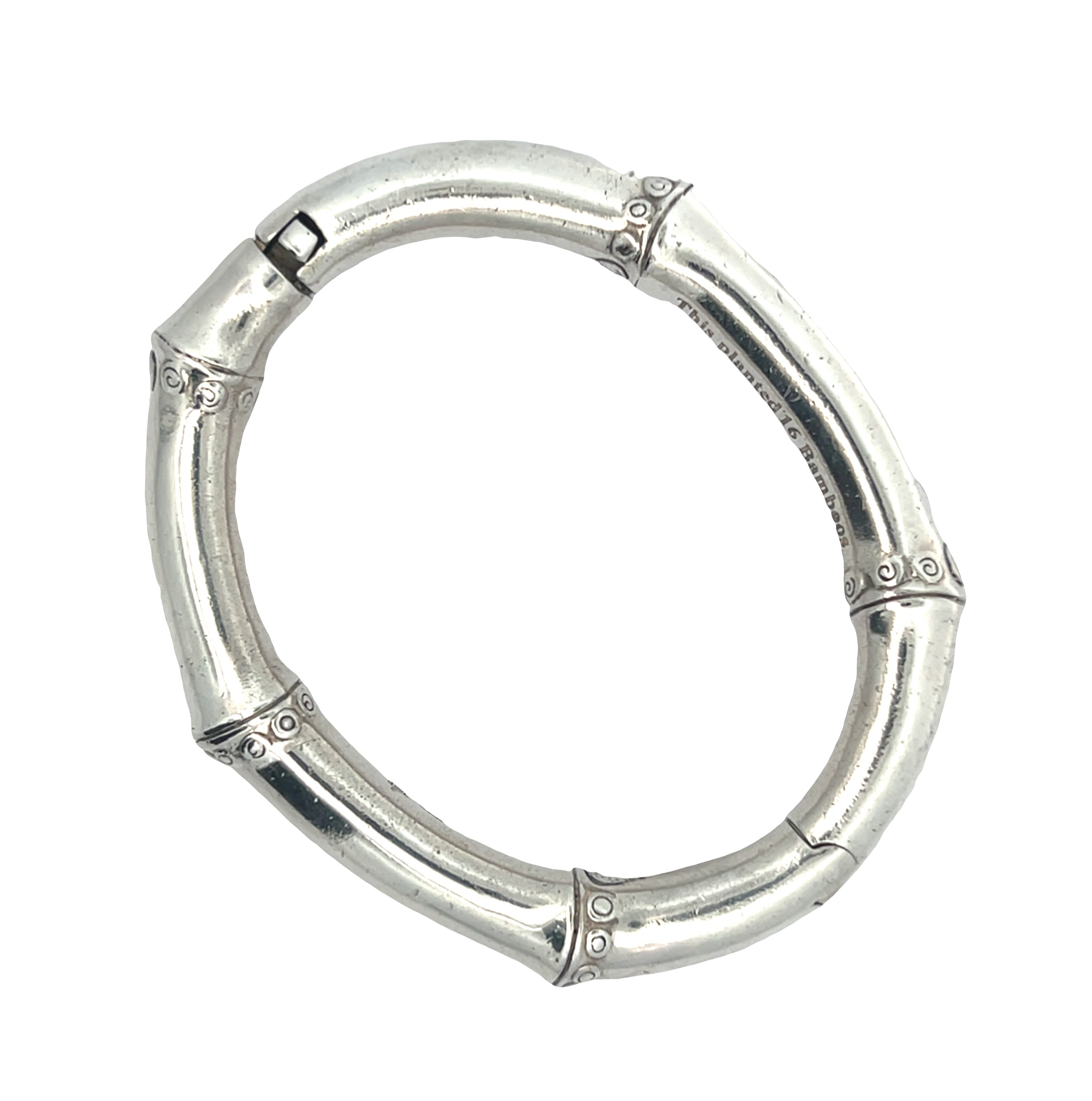 JOHN HARDY Sterling Silver 925 Bamboo Design Hinged Bangle Bracelet