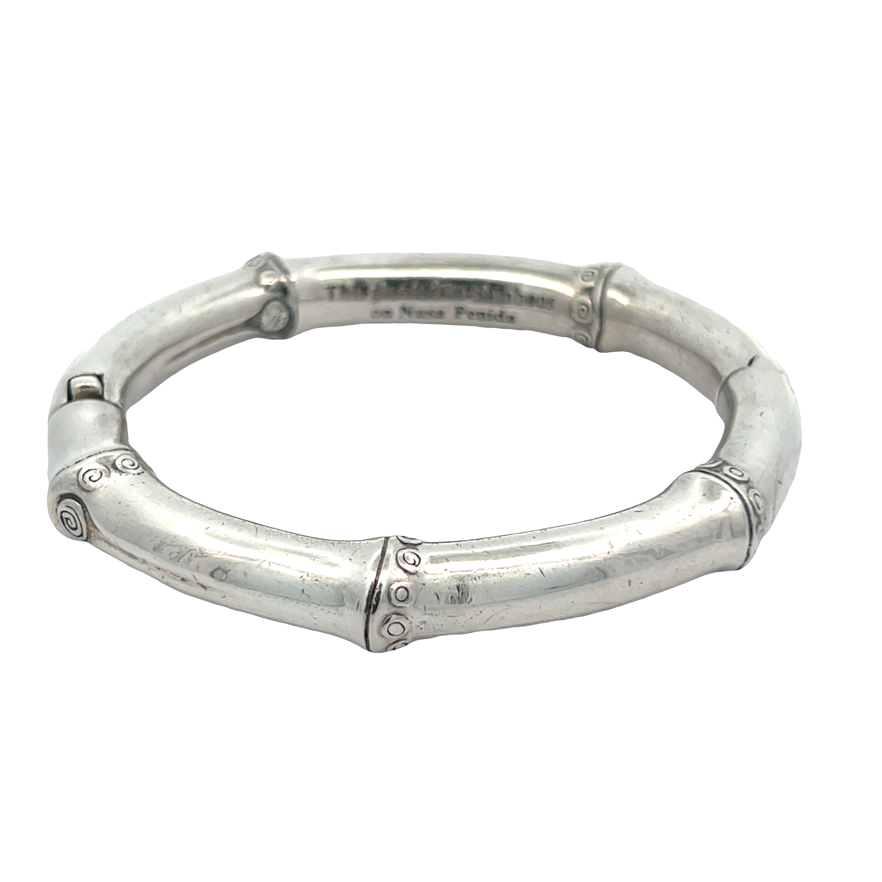JOHN HARDY Sterling Silver 925 Bamboo Design Hinged Bangle Bracelet