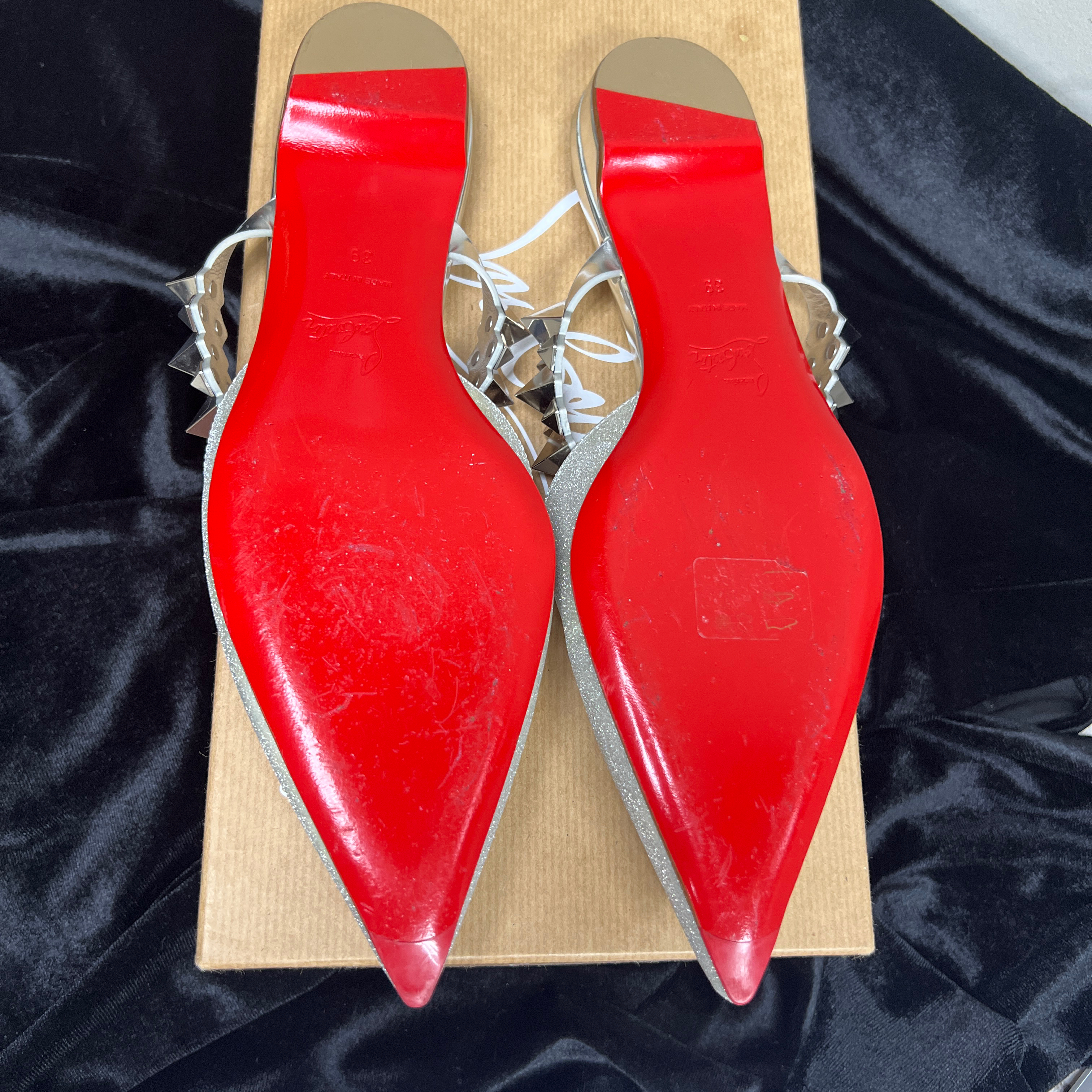 Christian Louboutin Planet Choc Flat Mini Glitter Mules