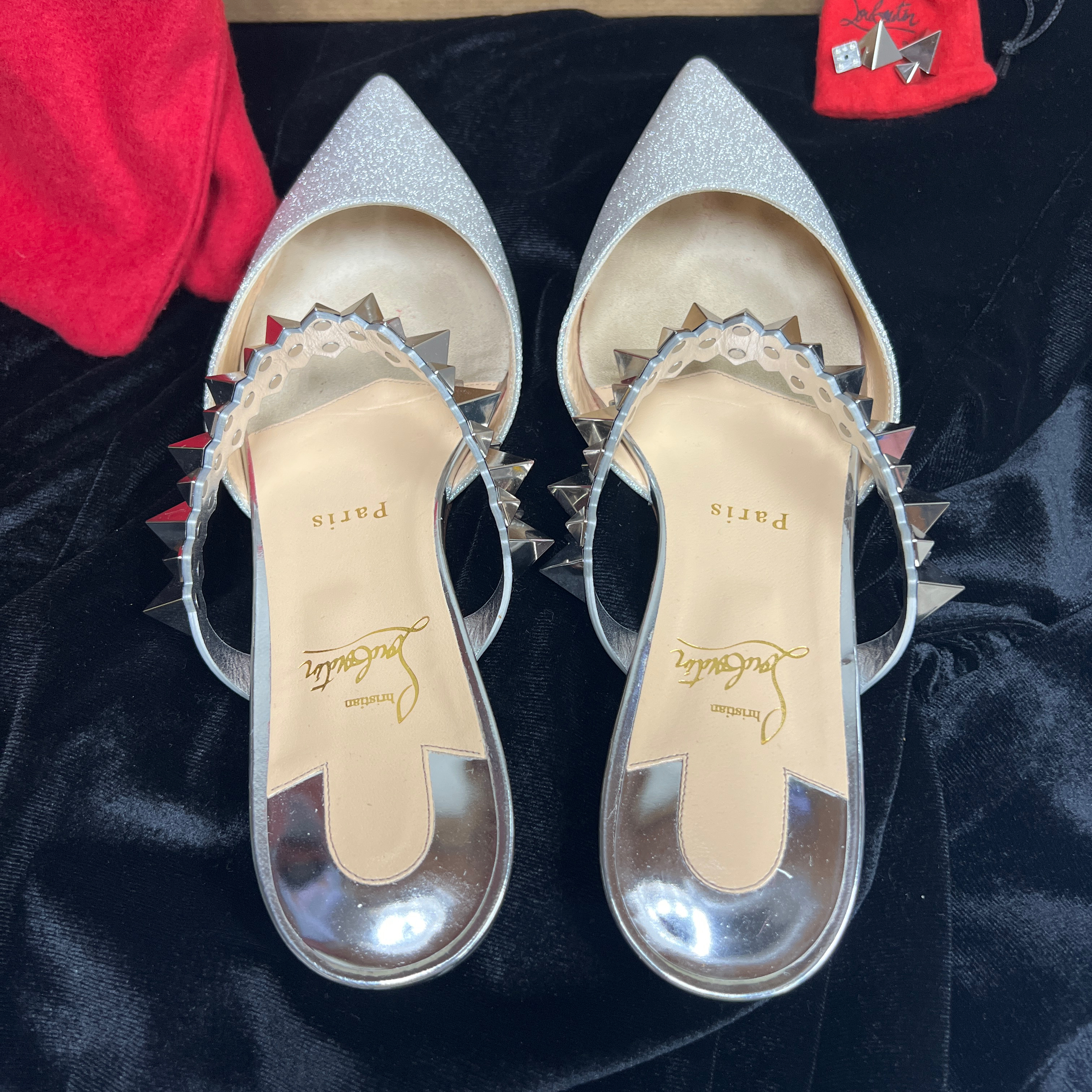 Christian Louboutin Planet Choc Flat Mini Glitter Mules