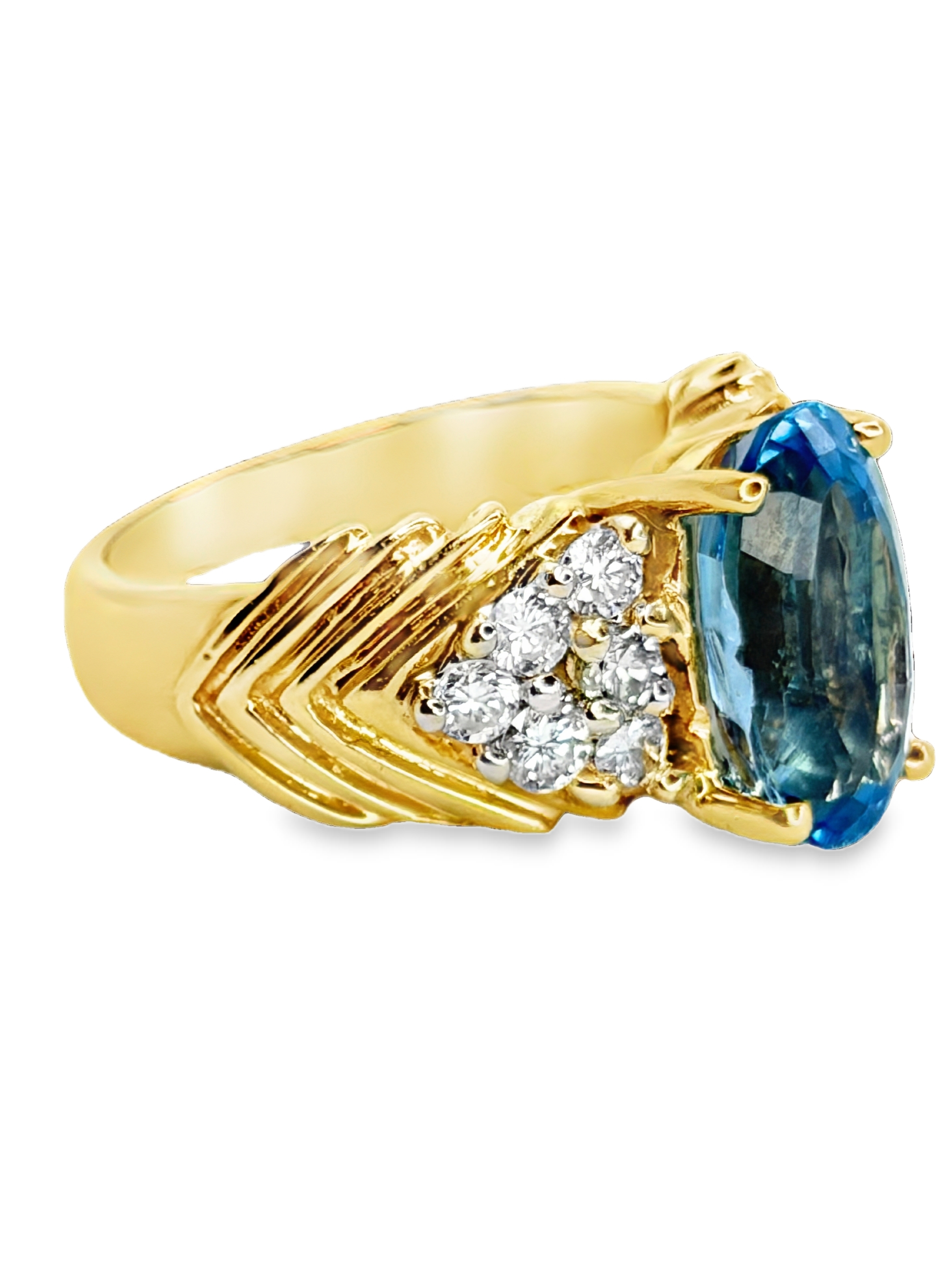 14K Blue Topaz & Diamond Ring