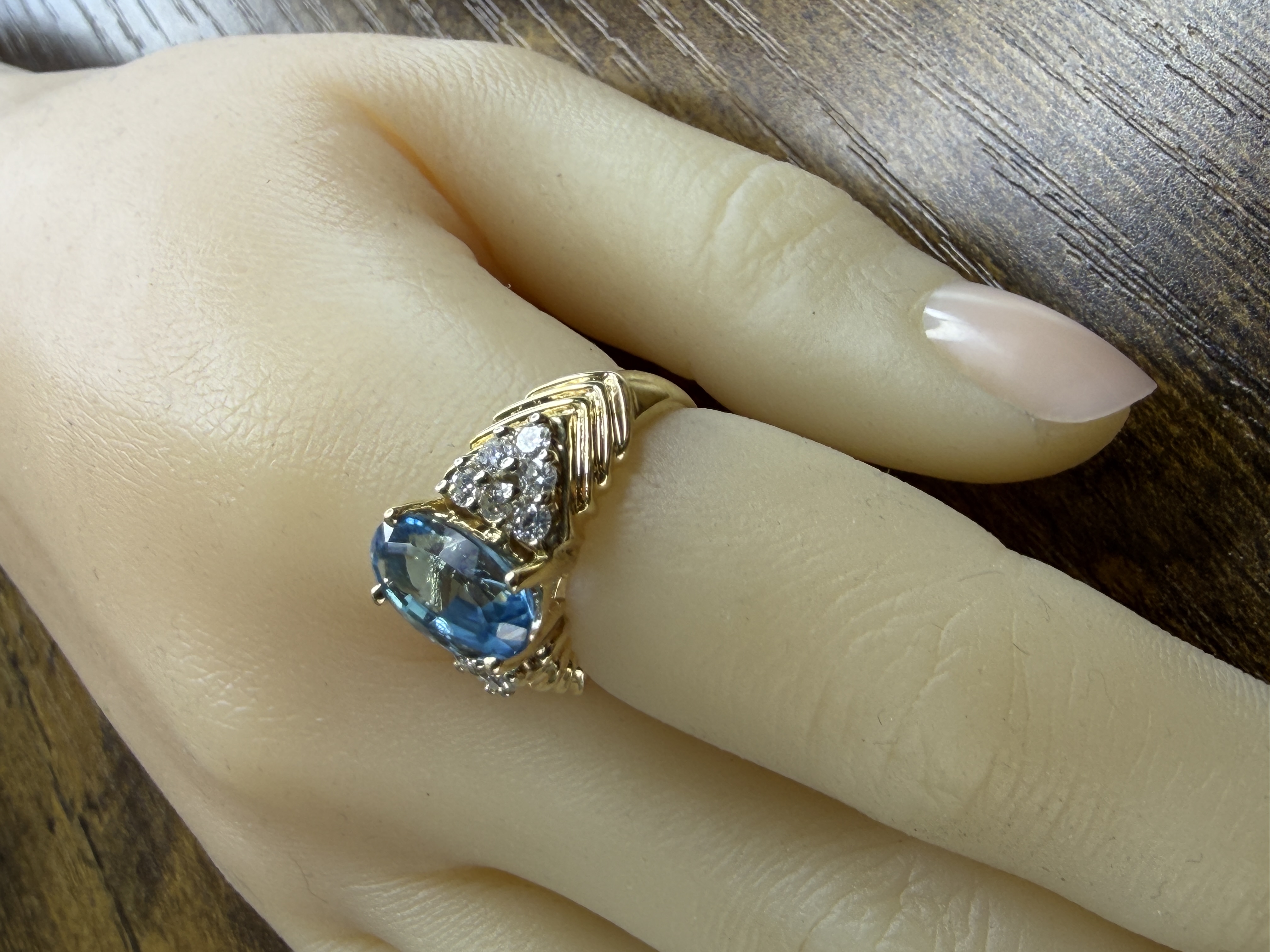 14K Blue Topaz & Diamond Ring