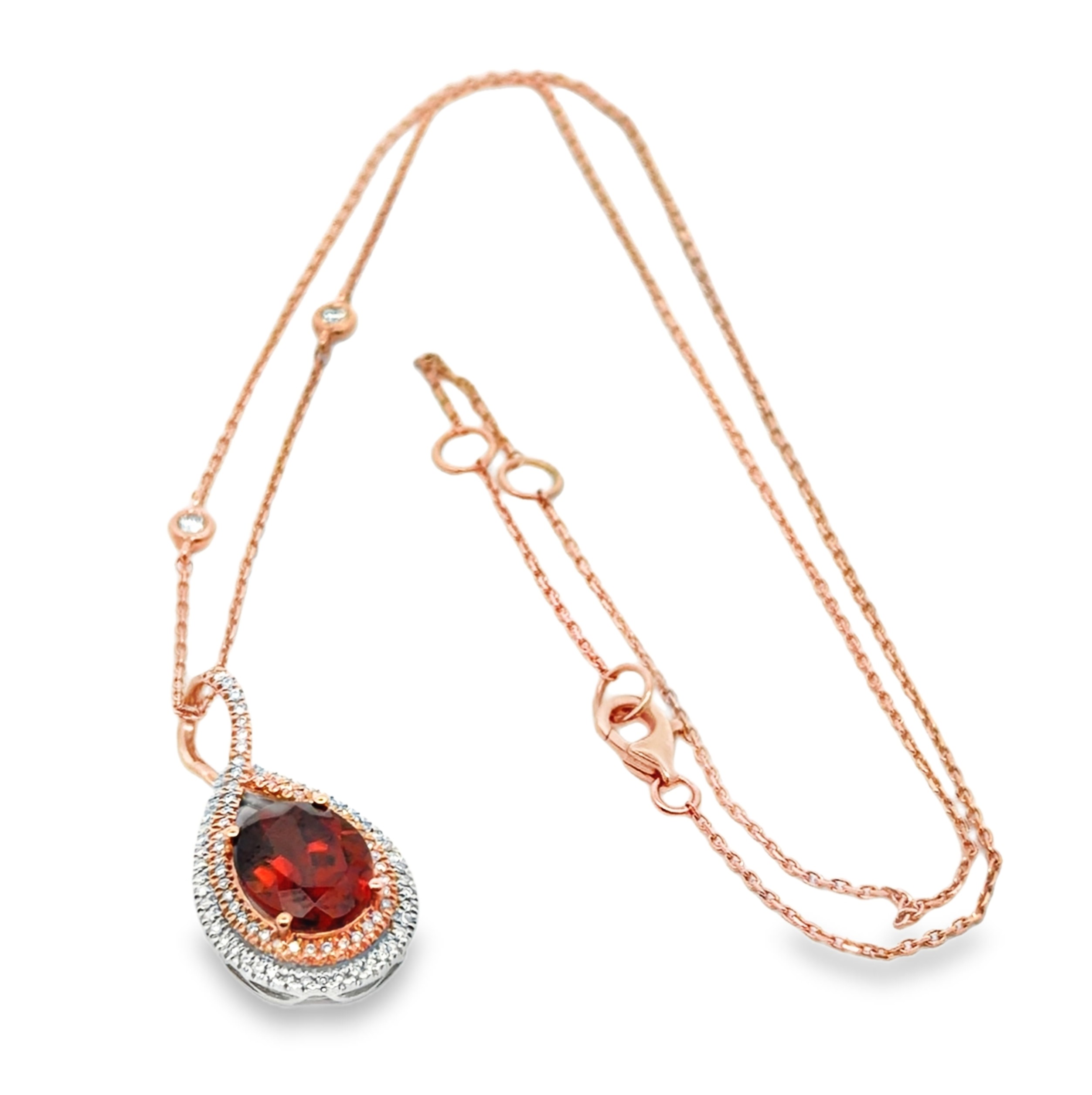 Brown Zircon and Diamond Pendant on Chain