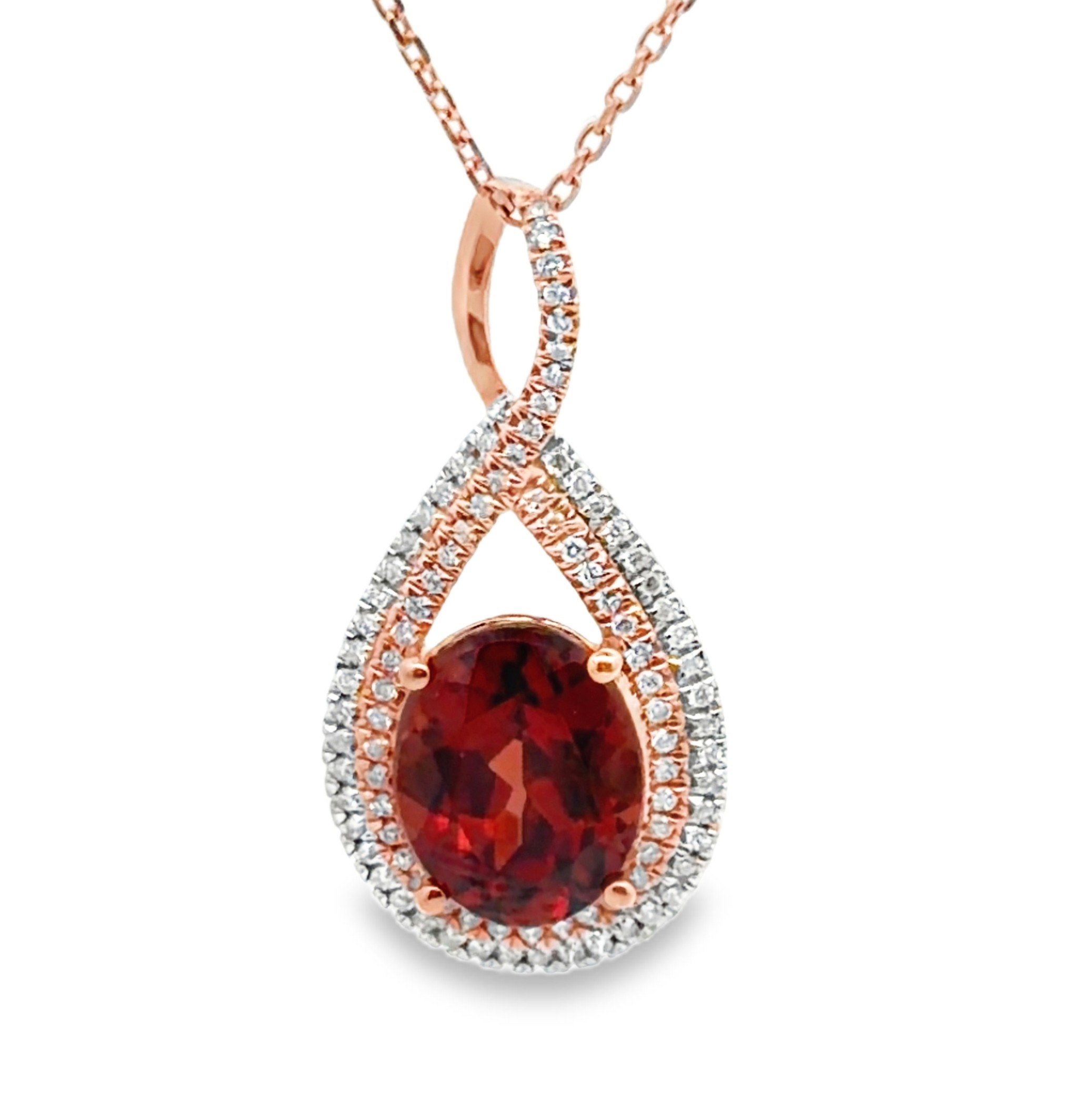 Brown Zircon and Diamond Pendant on Chain