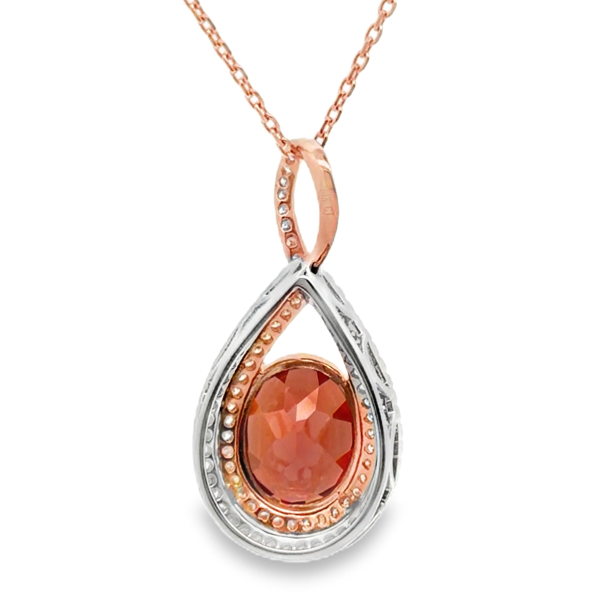 Brown Zircon and Diamond Pendant on Chain