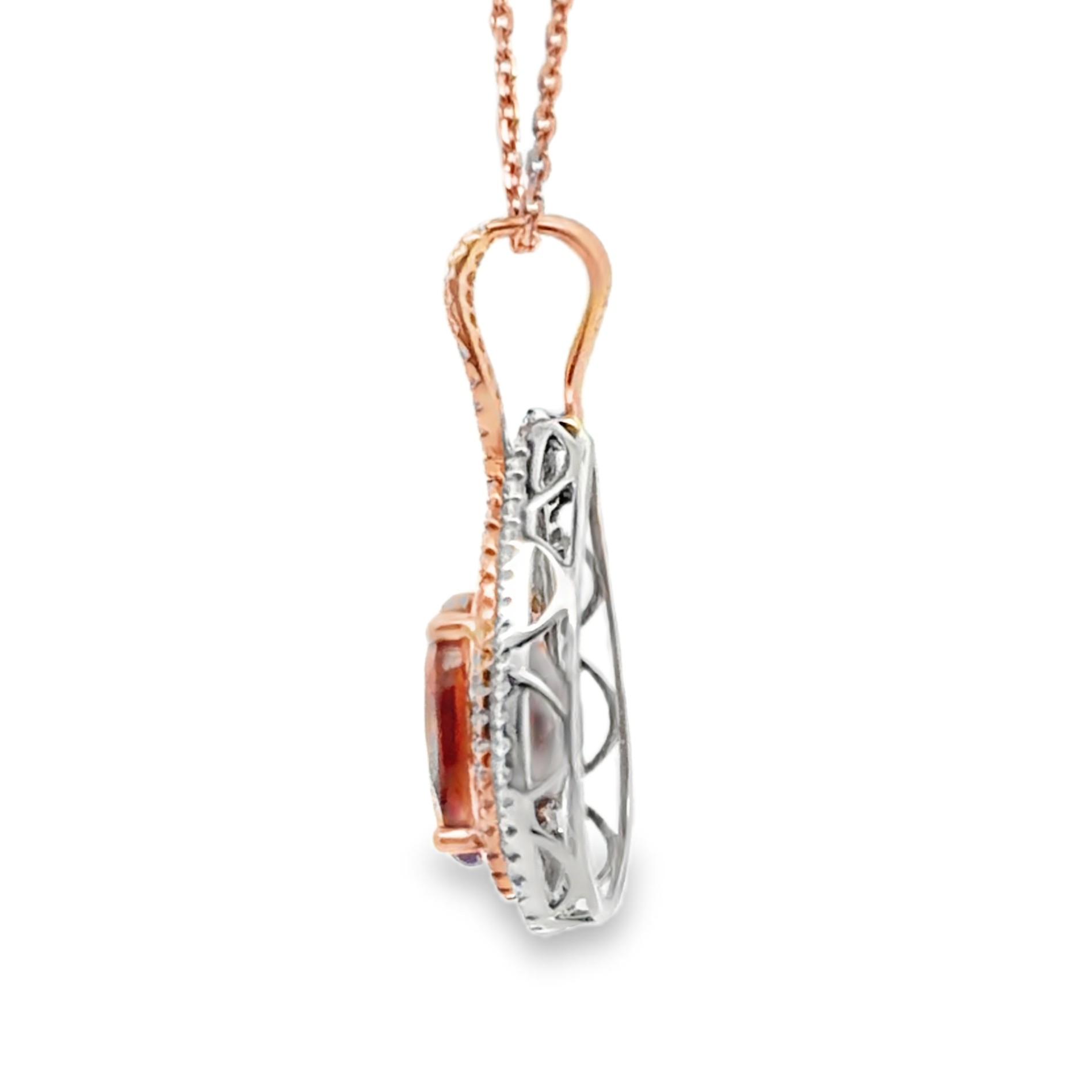 Brown Zircon and Diamond Pendant on Chain