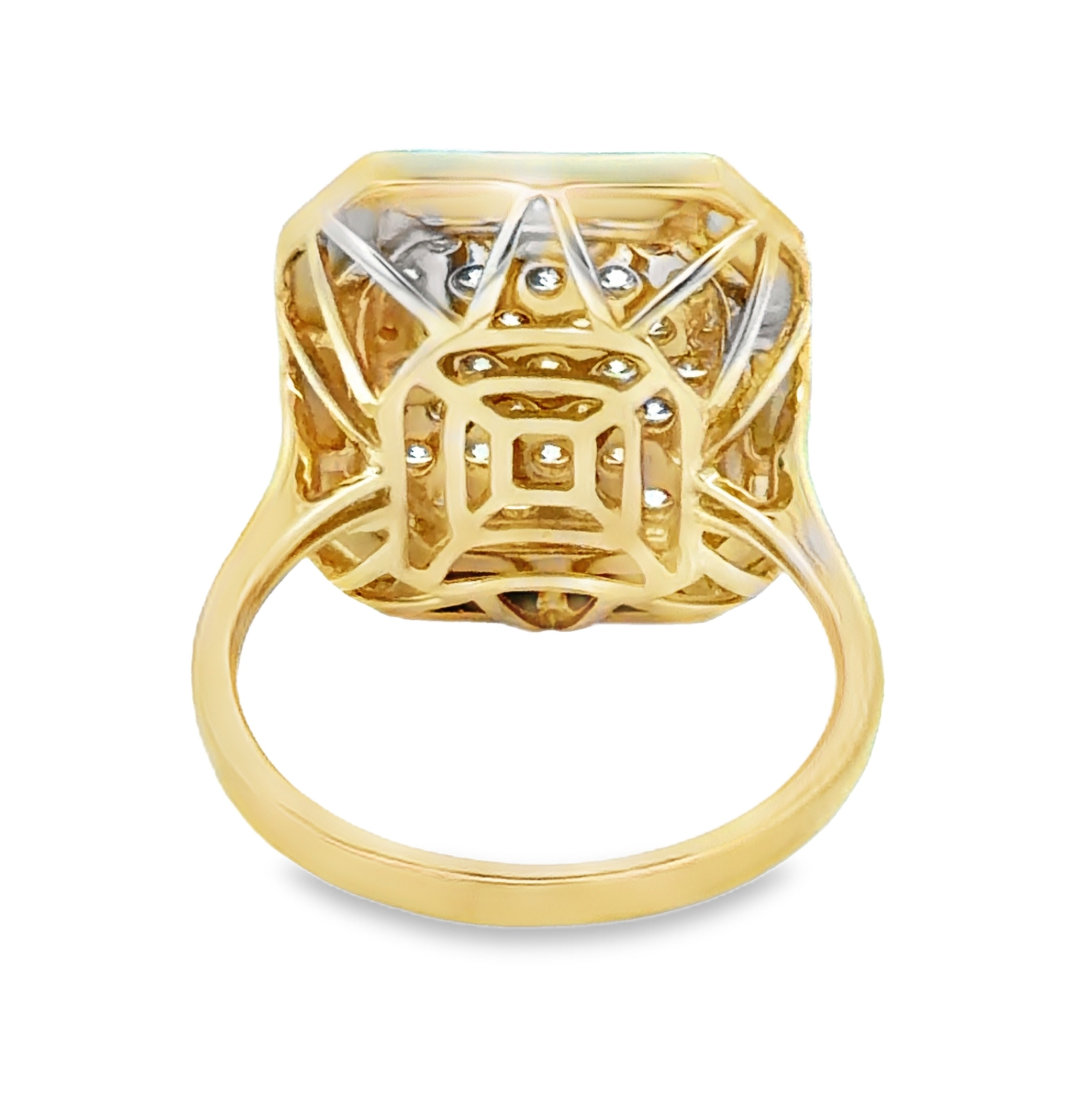 Multi-color Diamond, Onyx and Mother of Pearl Ring