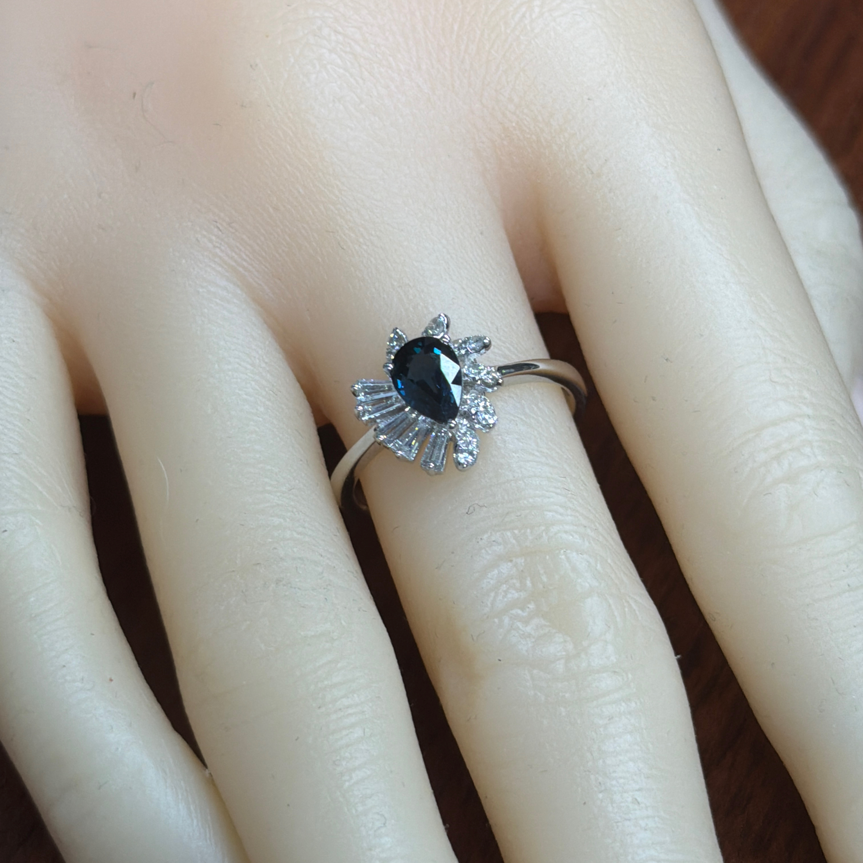 Natural Blue Sapphire and Diamond Ring