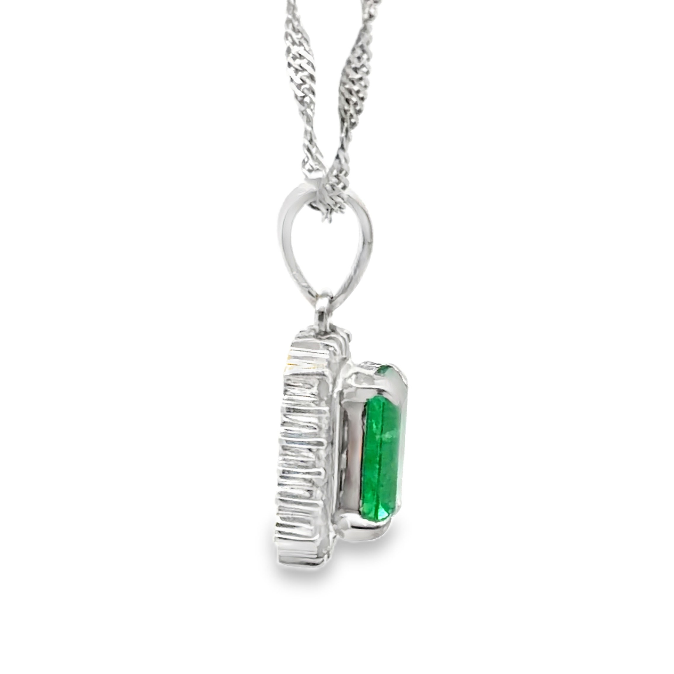 Emerald and Diamond Pendant on Chain