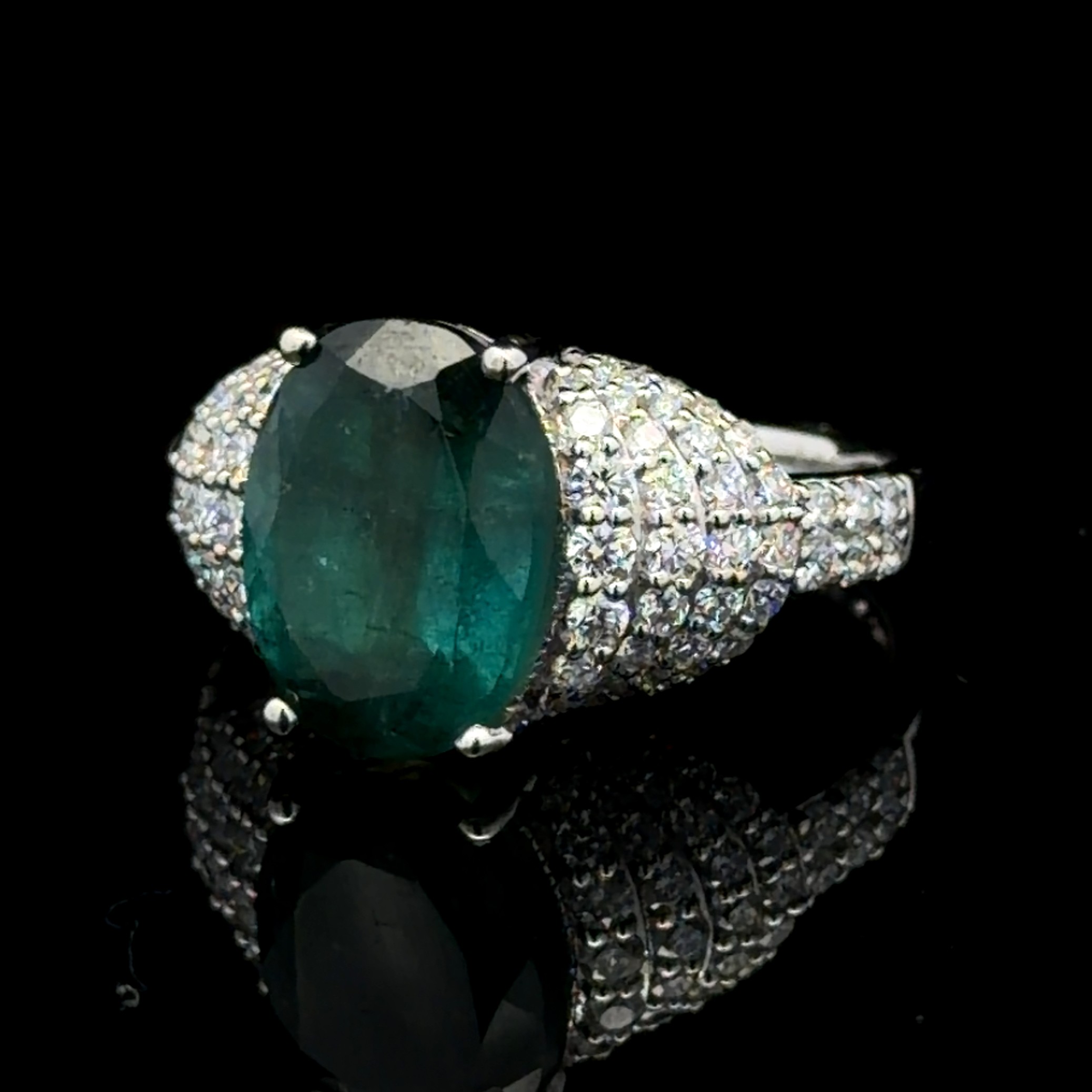 4 Carat Indicolite Tourmaline & Diamond Cocktail Ring
