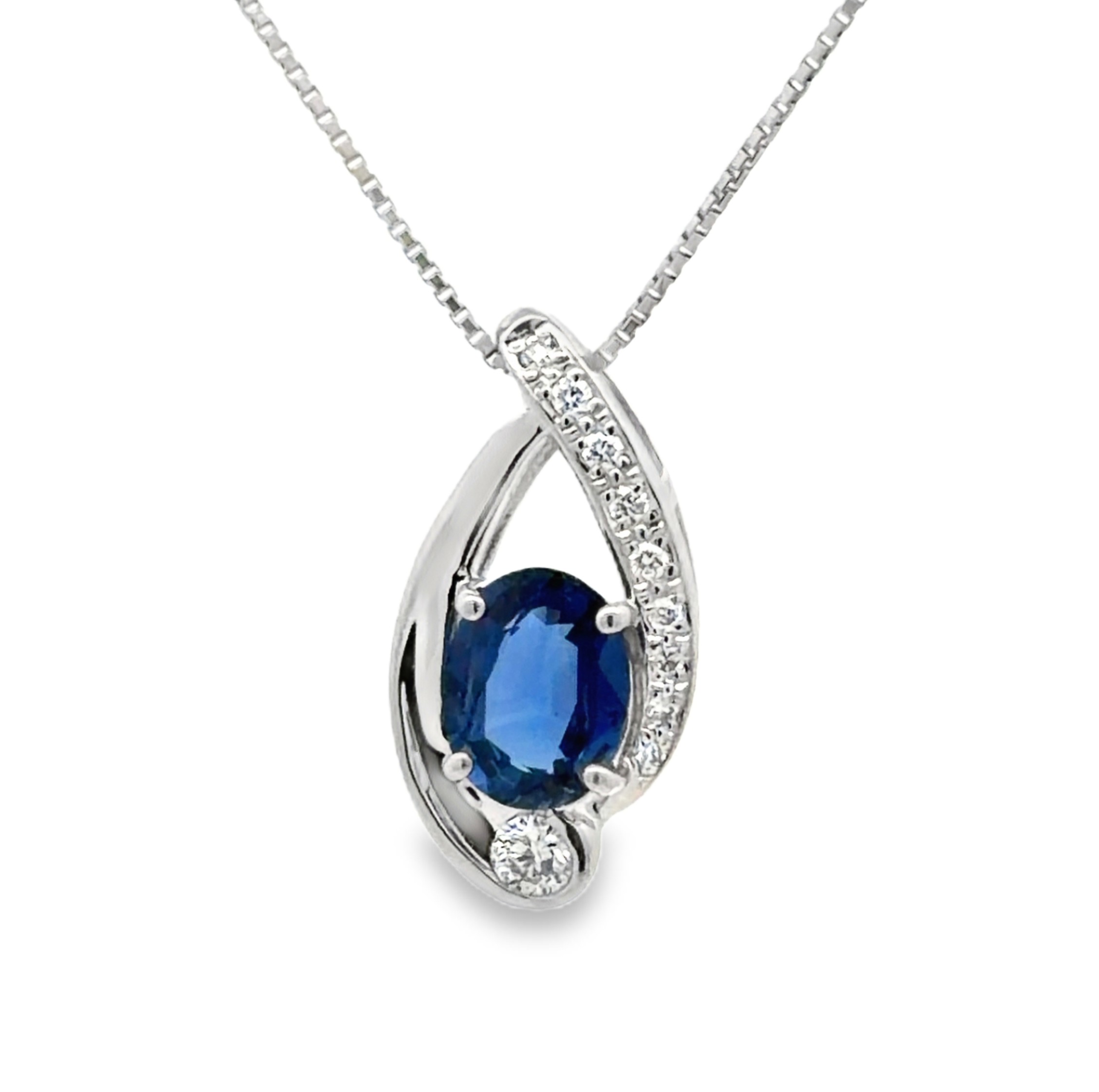 Sapphire and Diamond Pendant on Chain