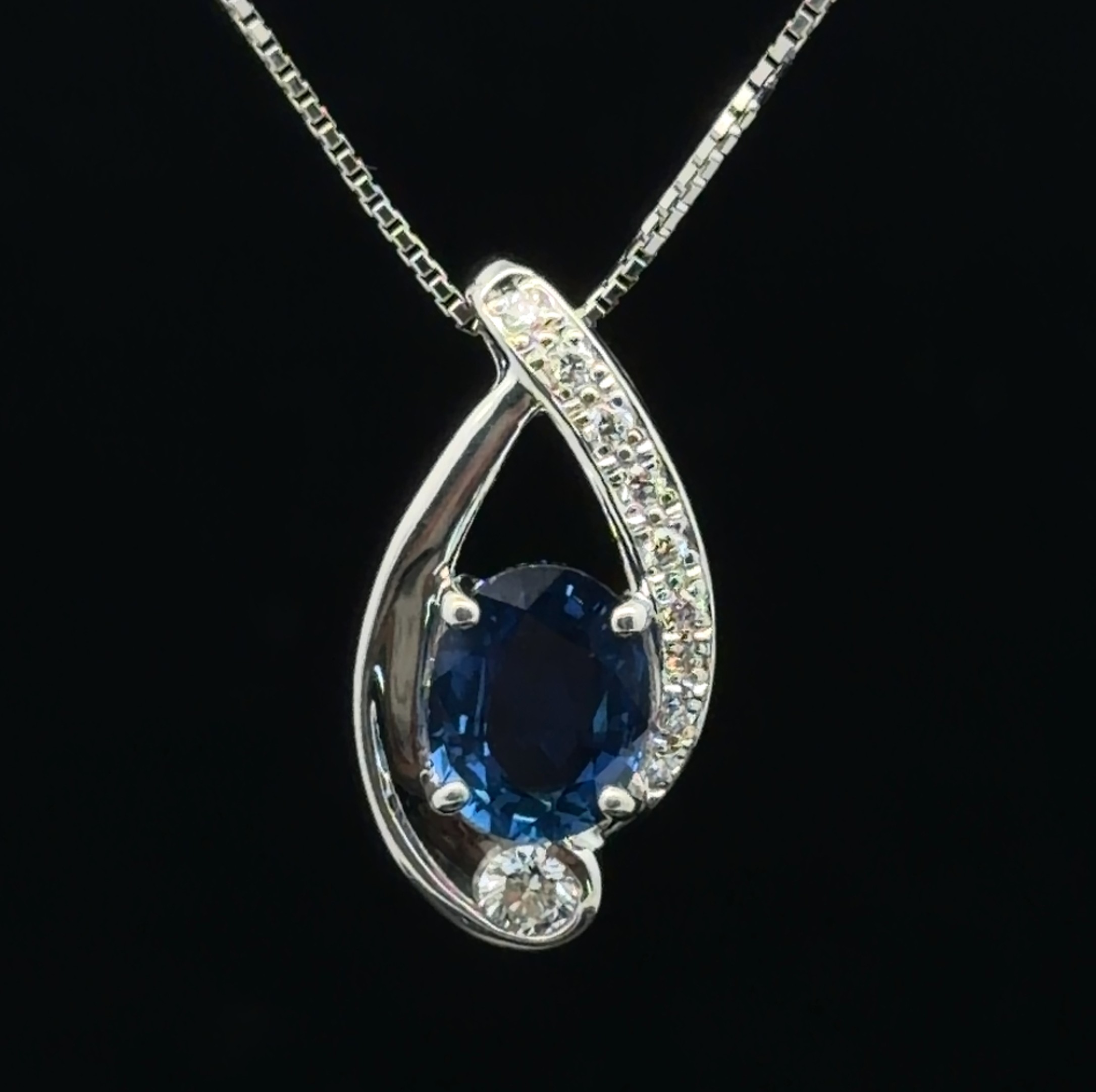 Sapphire and Diamond Pendant on Chain