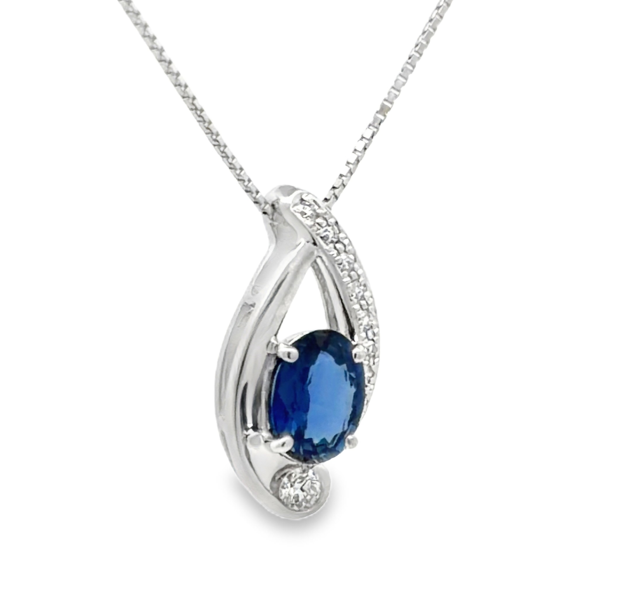Sapphire and Diamond Pendant on Chain
