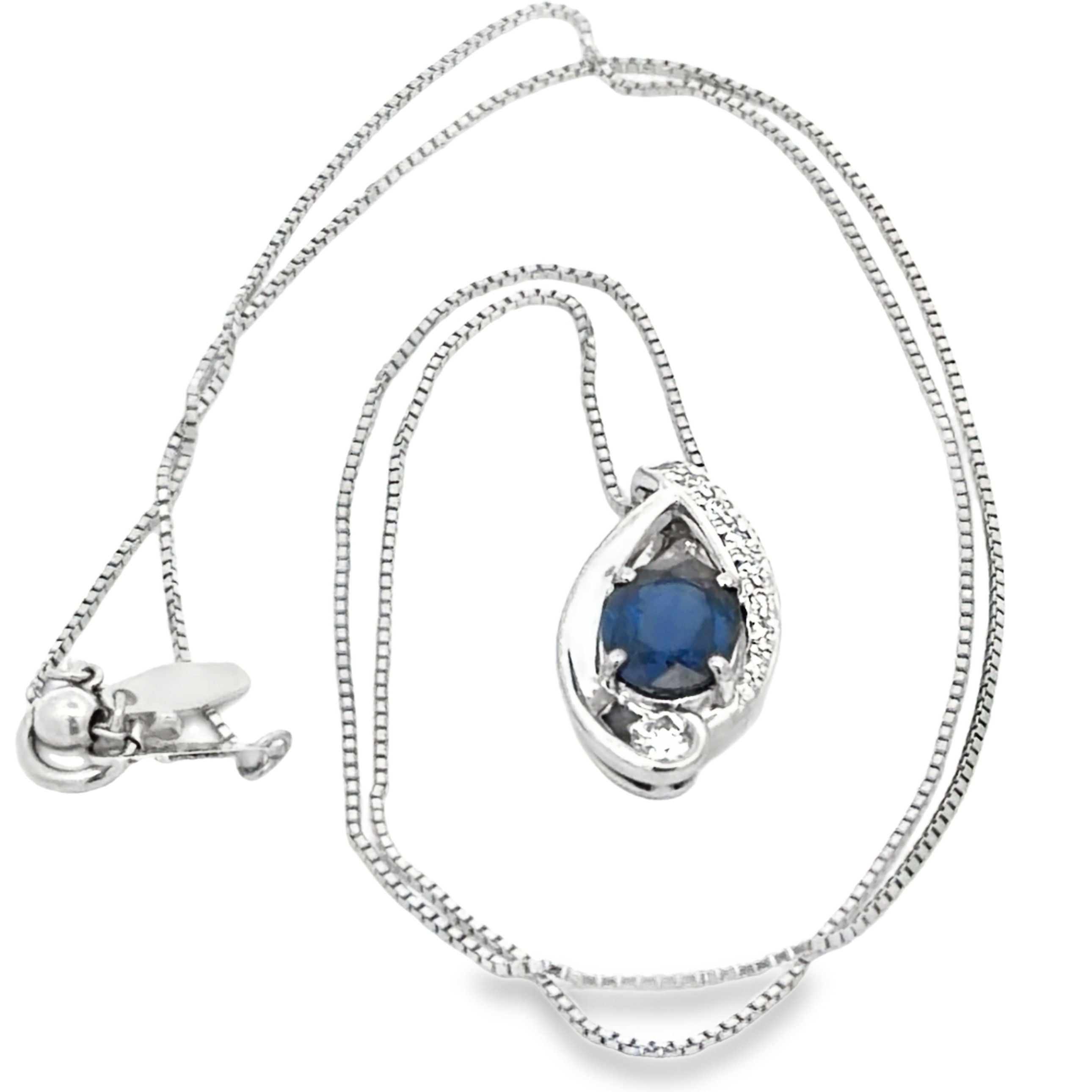 Sapphire and Diamond Pendant on Chain