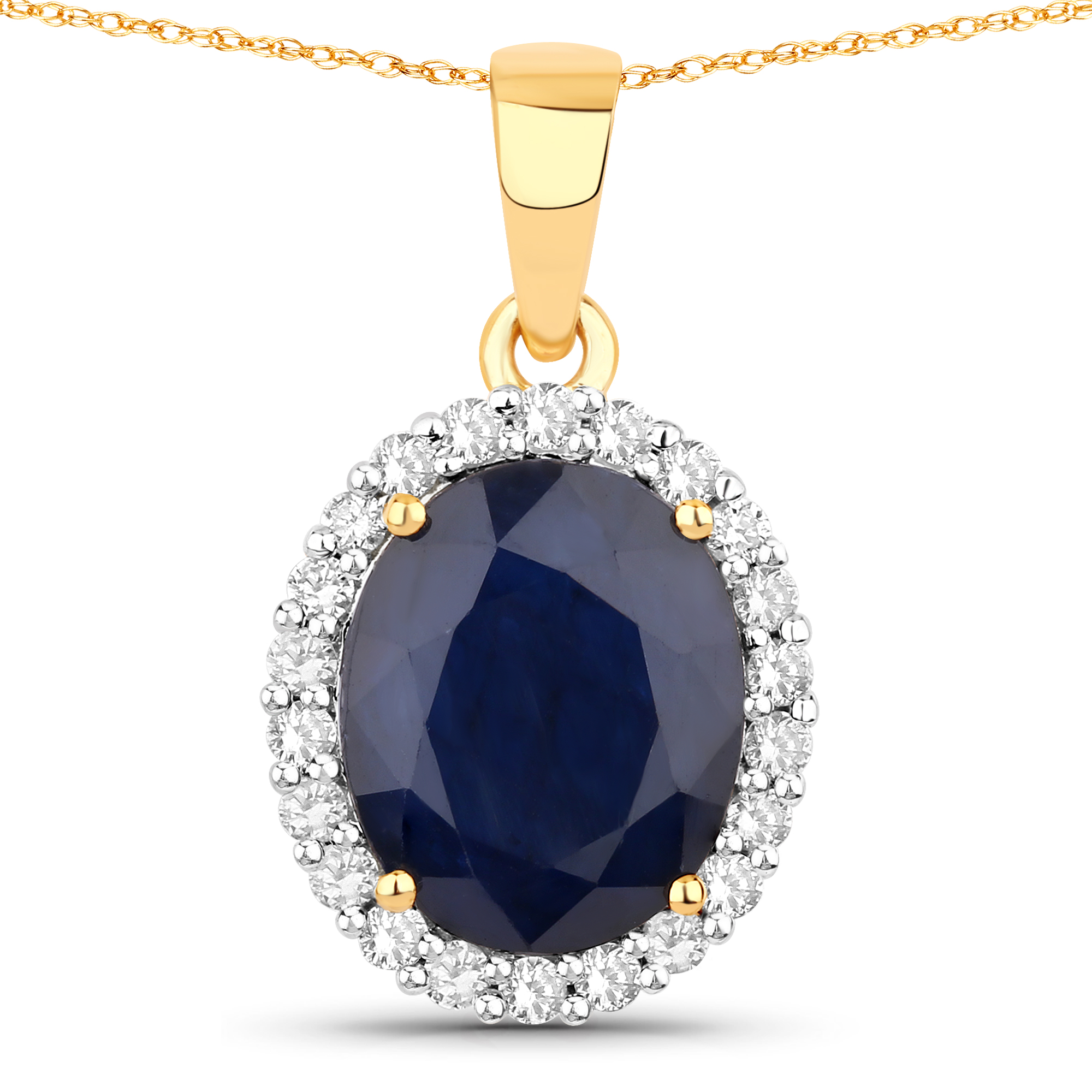 4.32CT Blue Sapphire and Diamond Halo Pendant