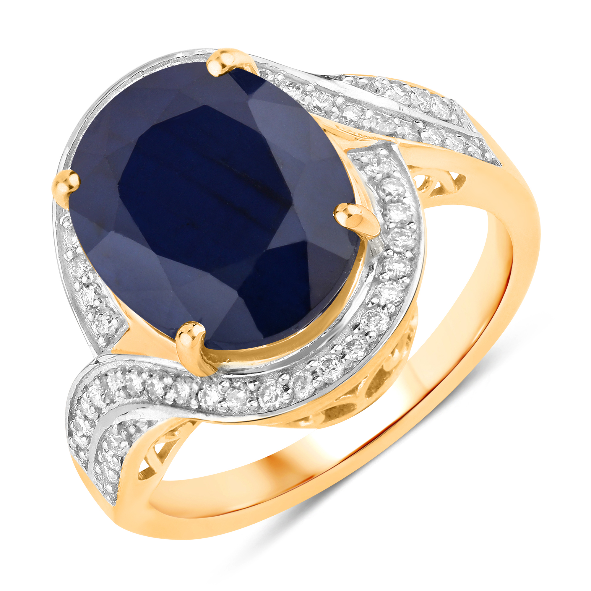 Natural Blue Sapphire and Diamond Ring