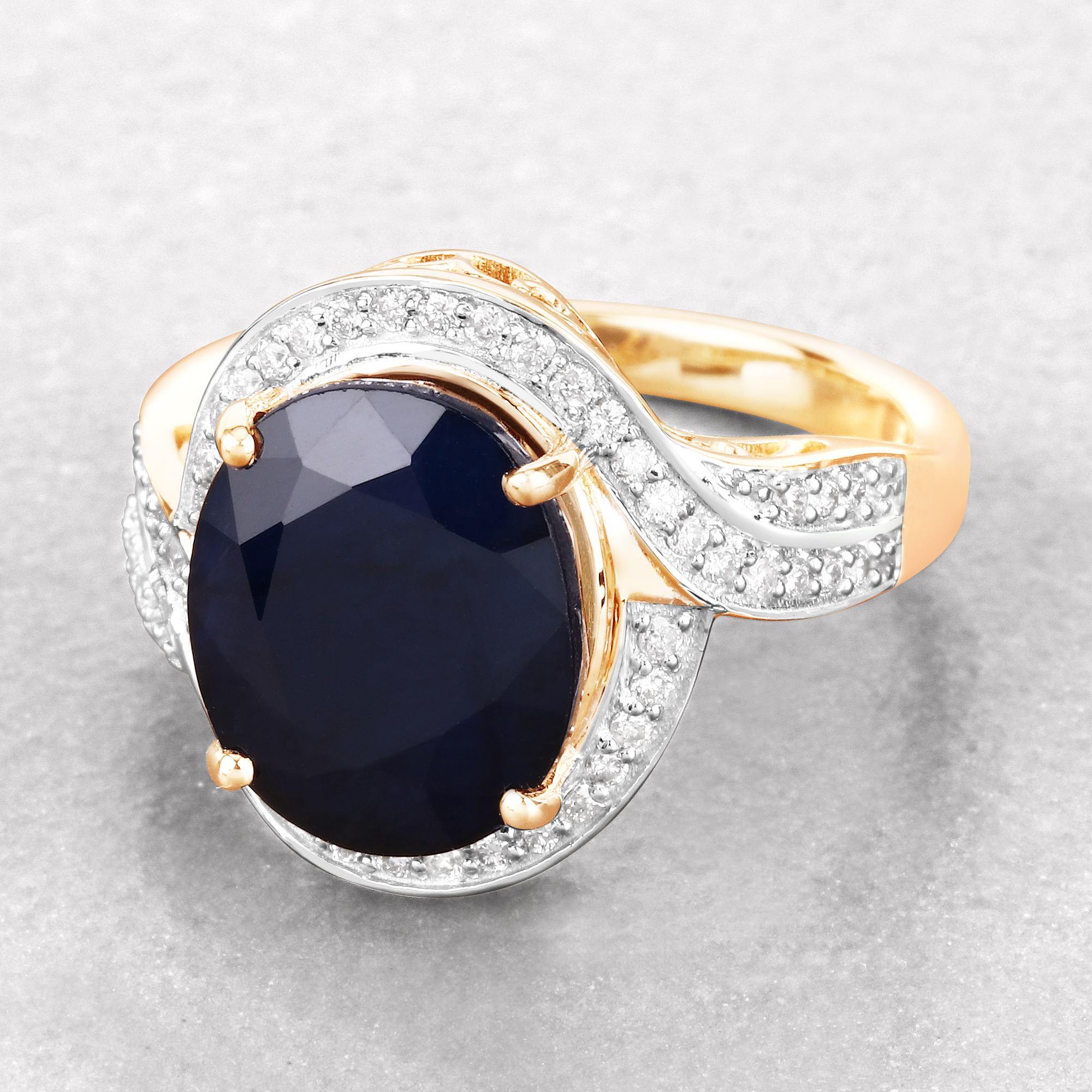 Natural Blue Sapphire and Diamond Ring