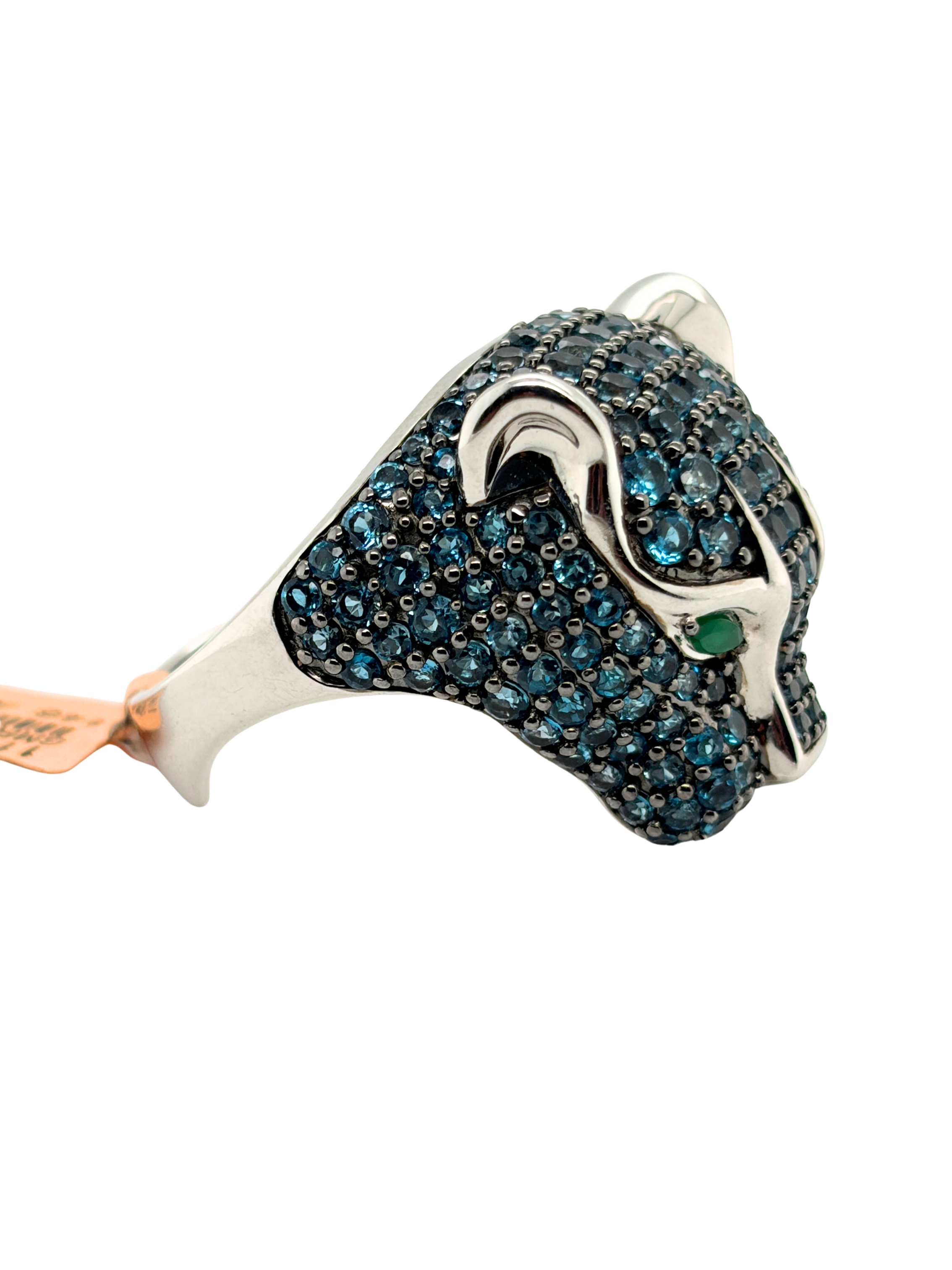 EFFY Signature Panther London Blue Topaz & Green Onyx Ring