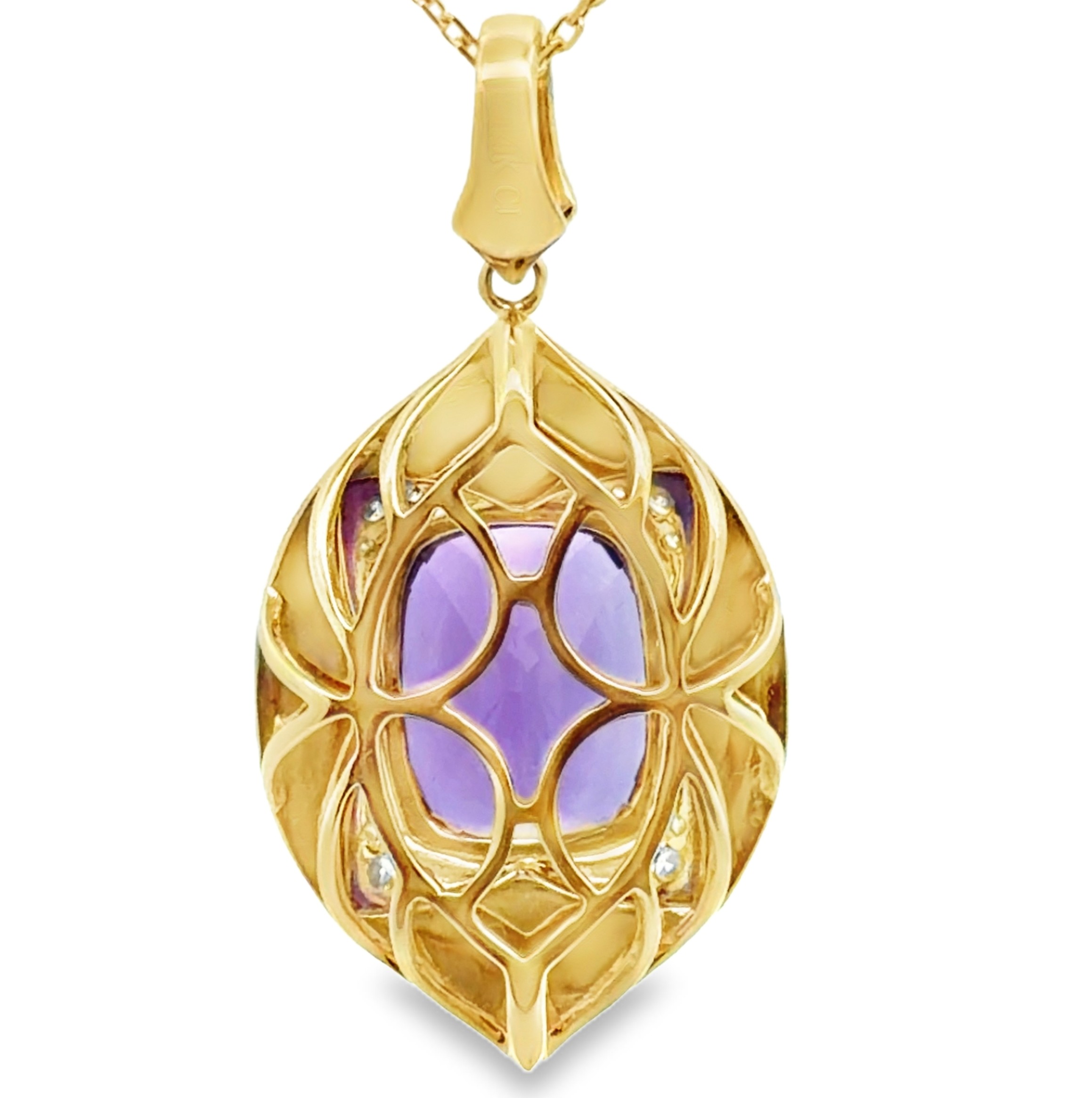 Amethyst, MOP and Diamond Pendant on Chain