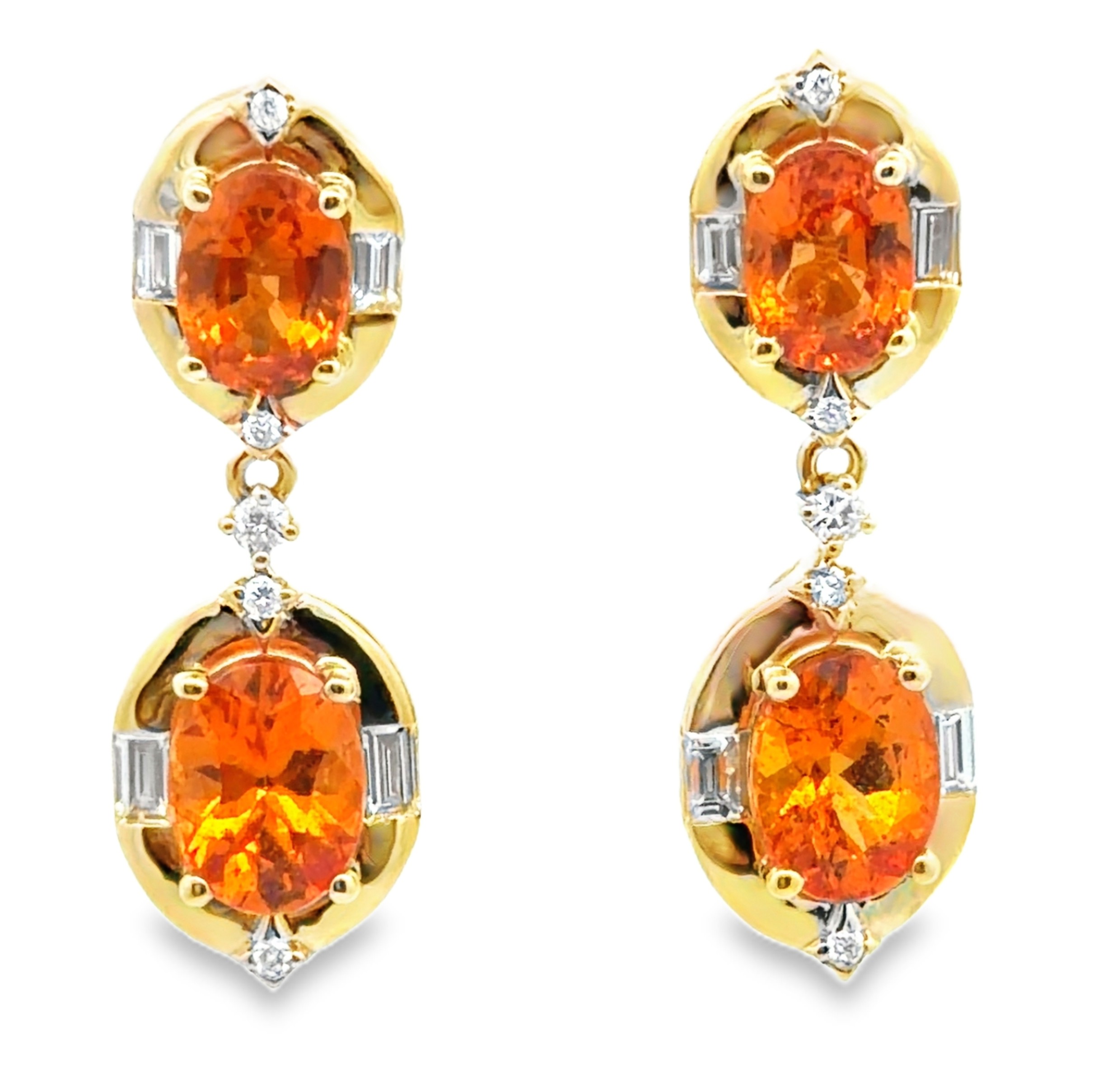 Spessartite Garnet and Diamond Earrings