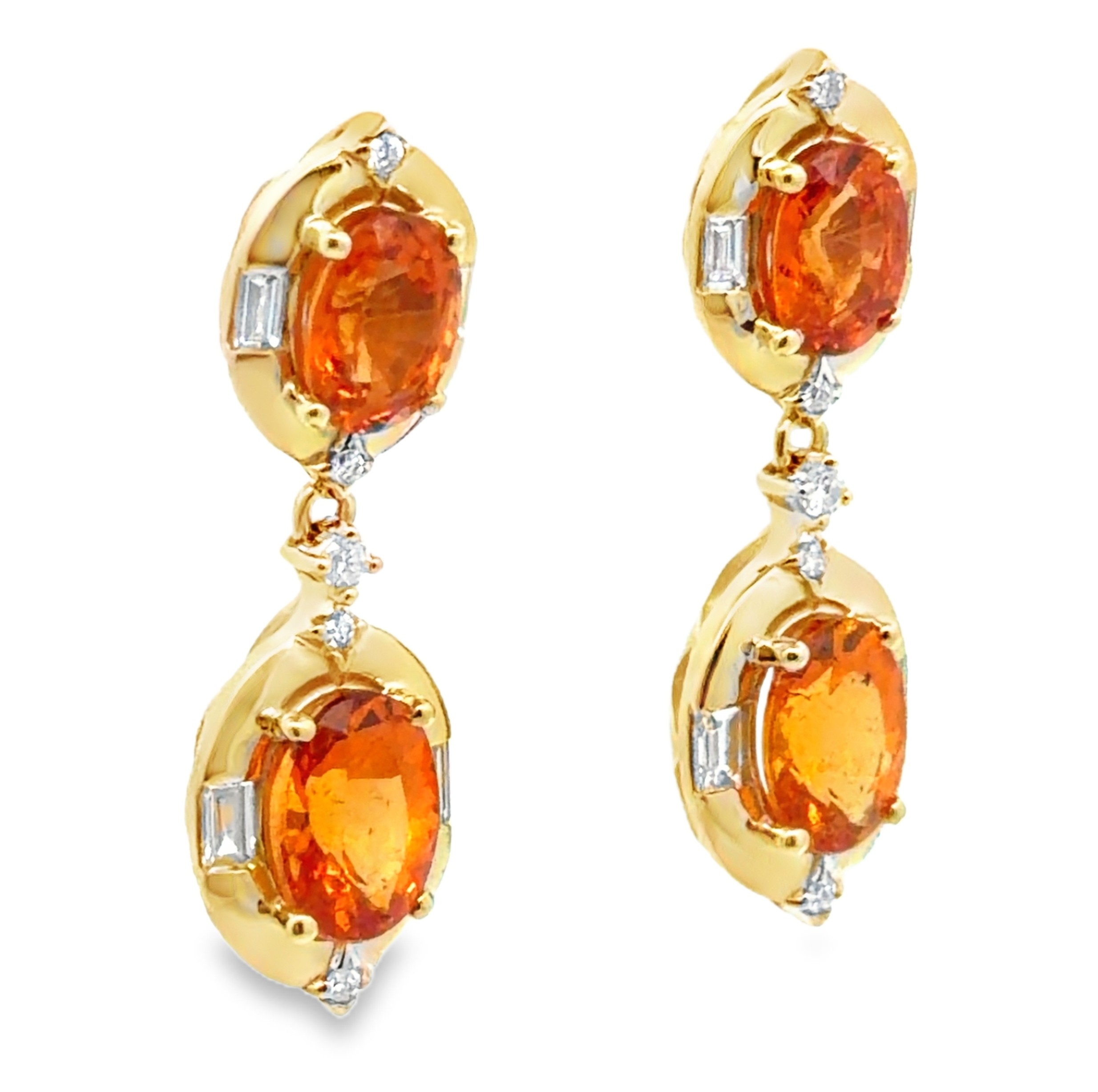 Spessartite Garnet and Diamond Earrings