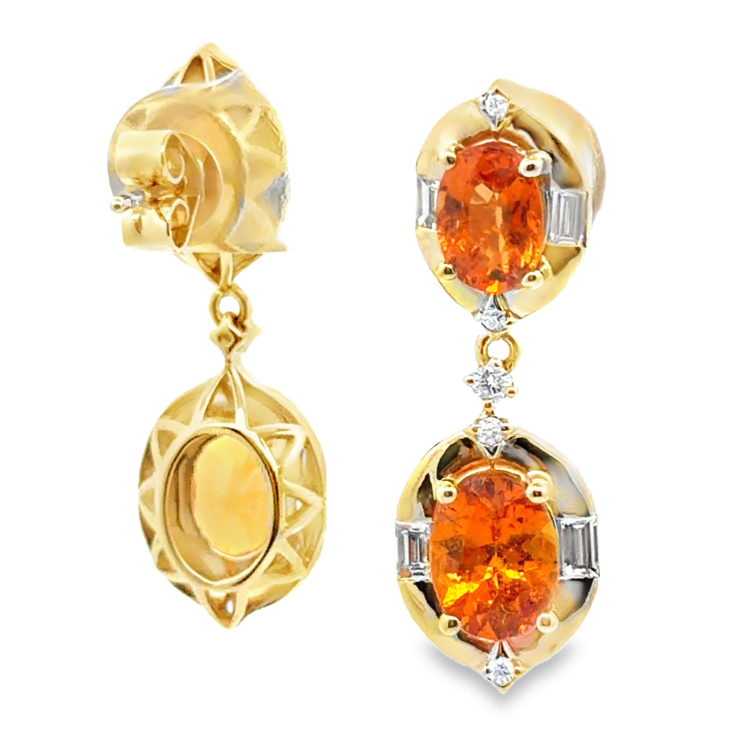 Spessartite Garnet and Diamond Earrings