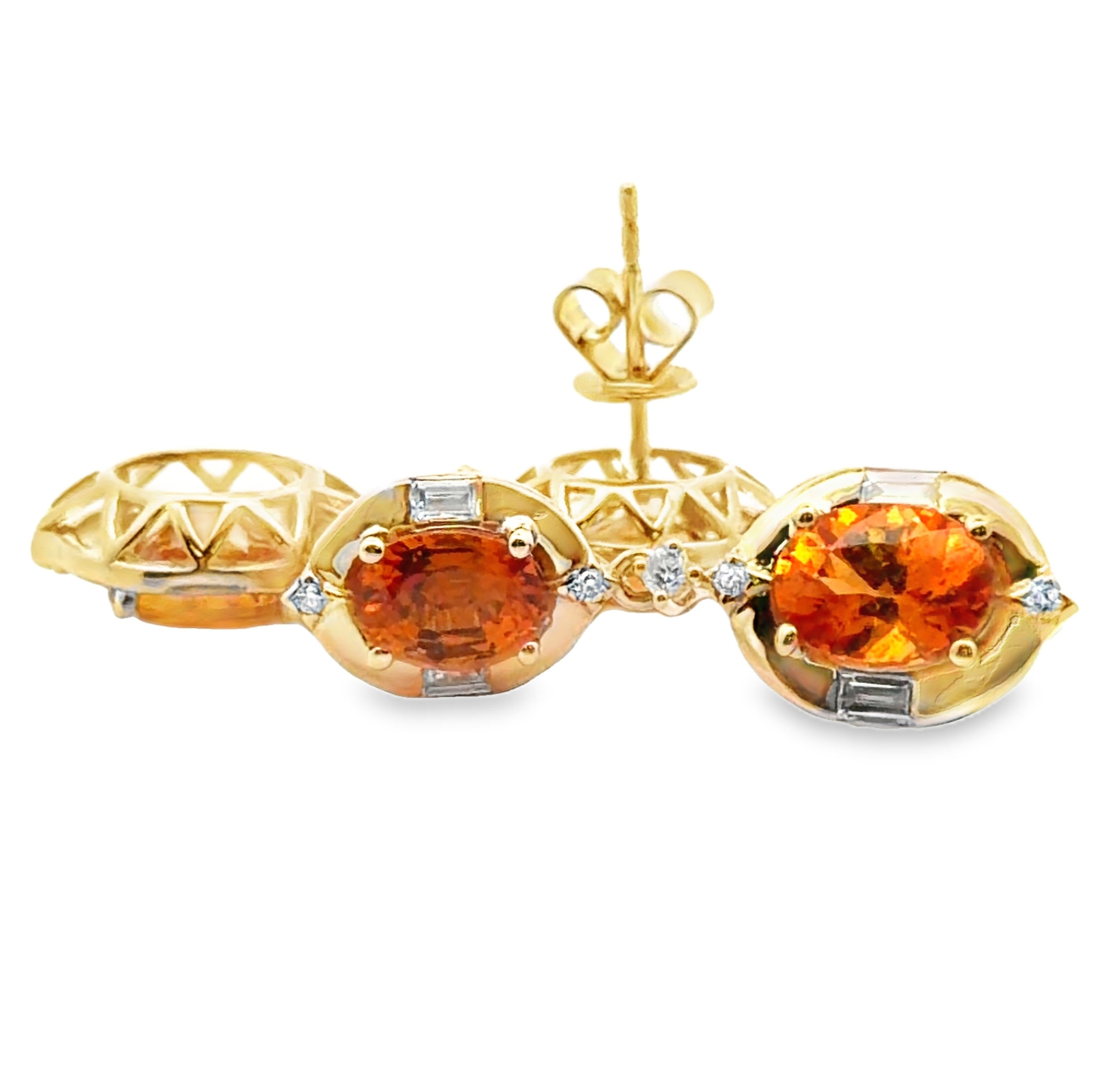 Spessartite Garnet and Diamond Earrings