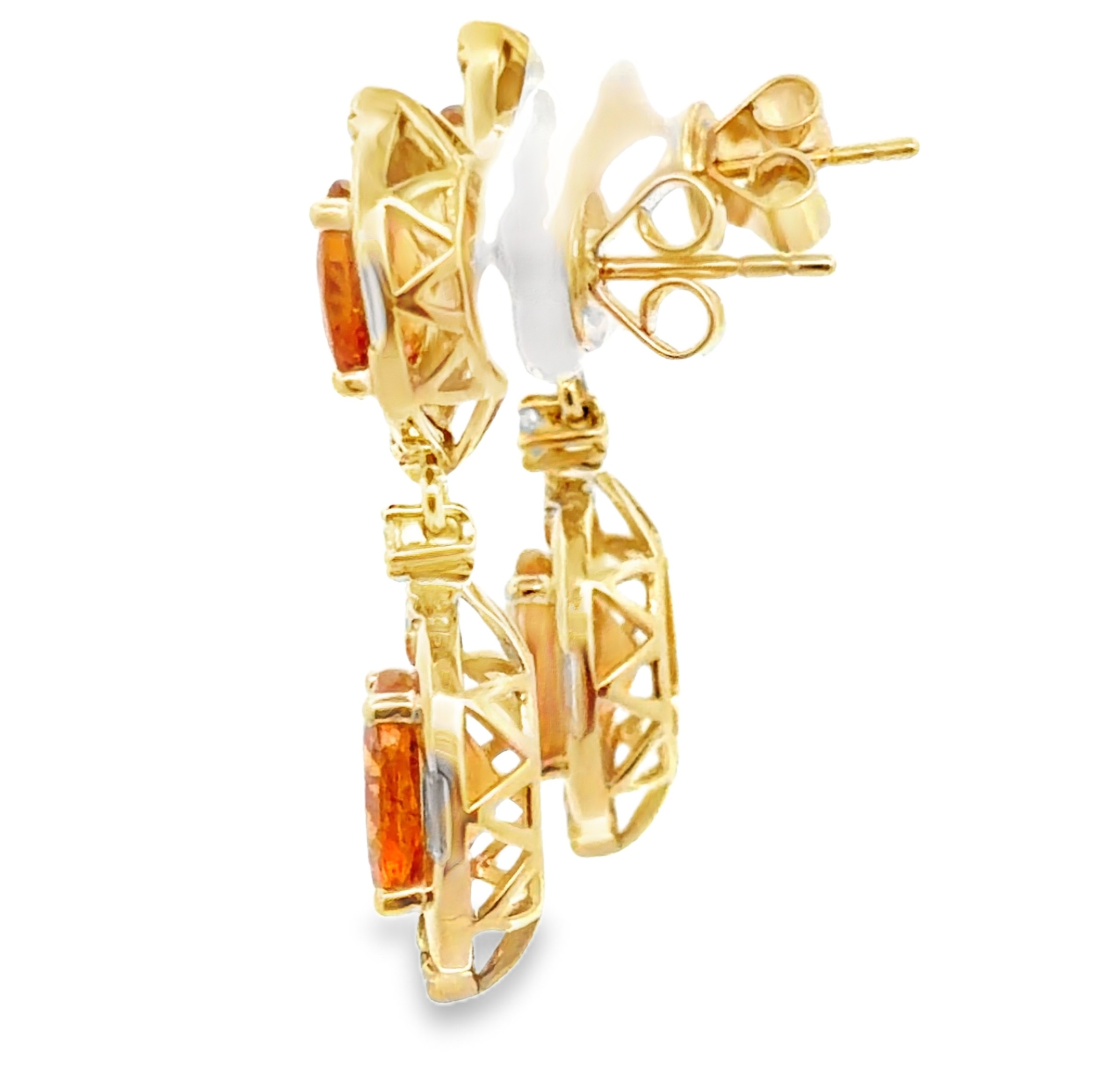 Spessartite Garnet and Diamond Earrings