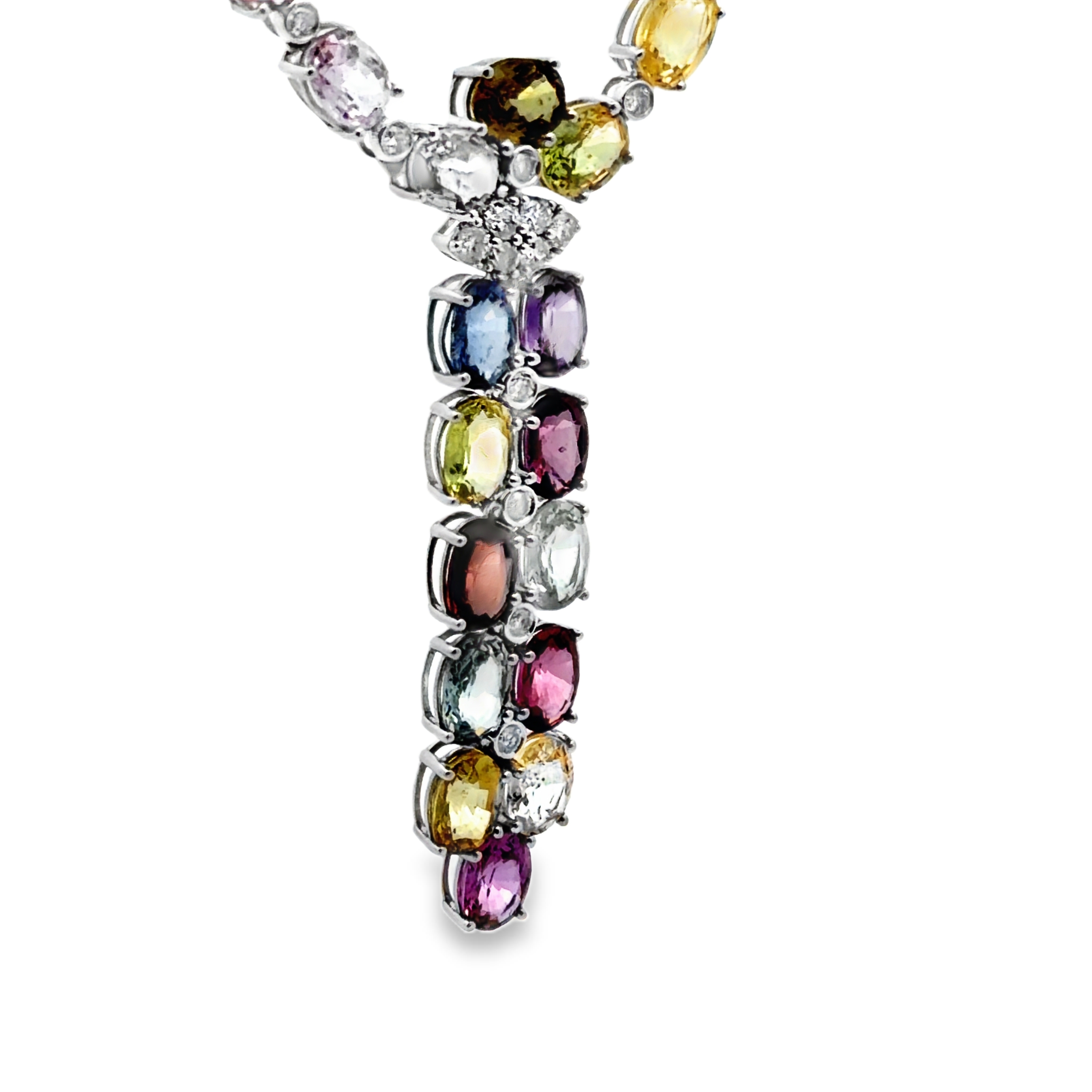 GIA Certified Unheated Multicolor Sapphire and Diamond Necklace by Walter Gruen