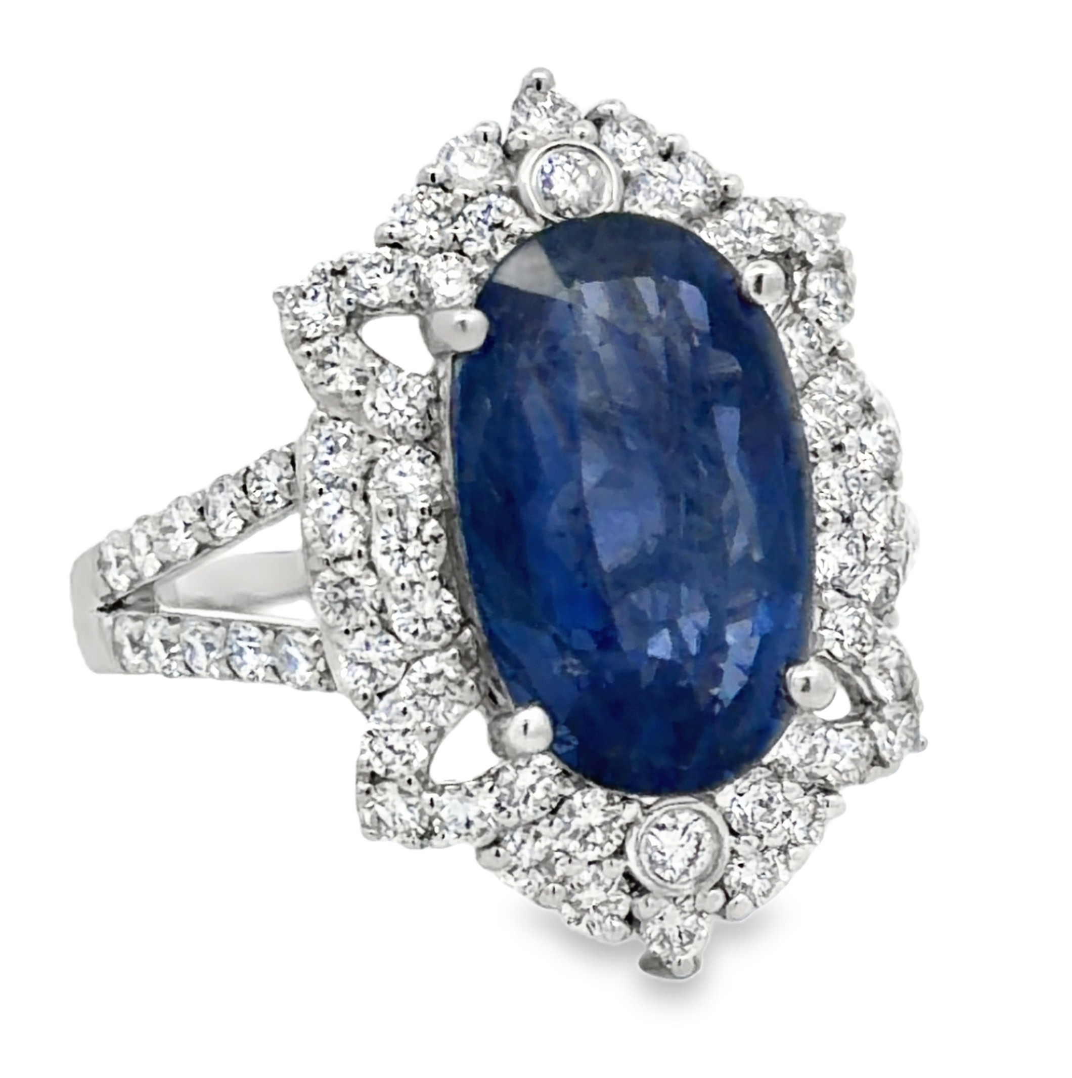 GIA Certified Sapphire & Diamond Cocktail Ring in Platinum