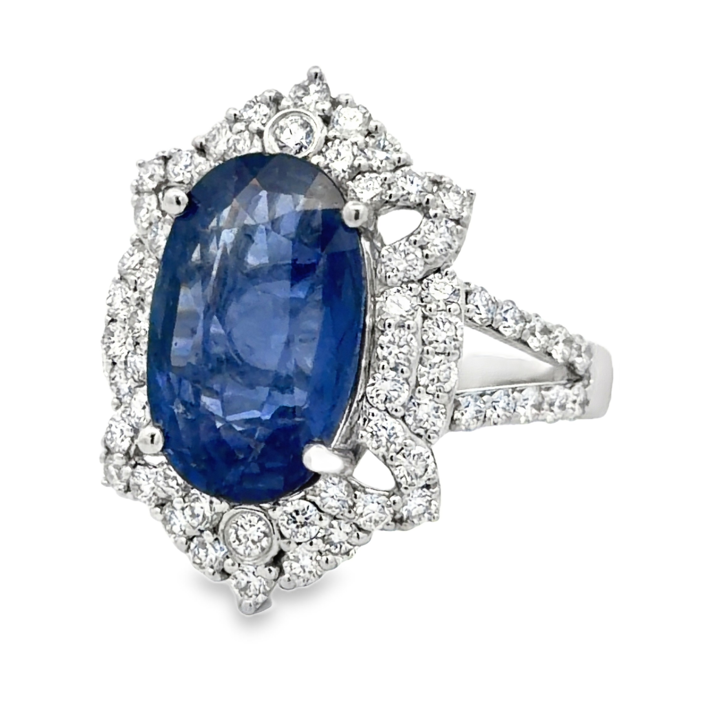GIA Certified Sapphire & Diamond Cocktail Ring in Platinum