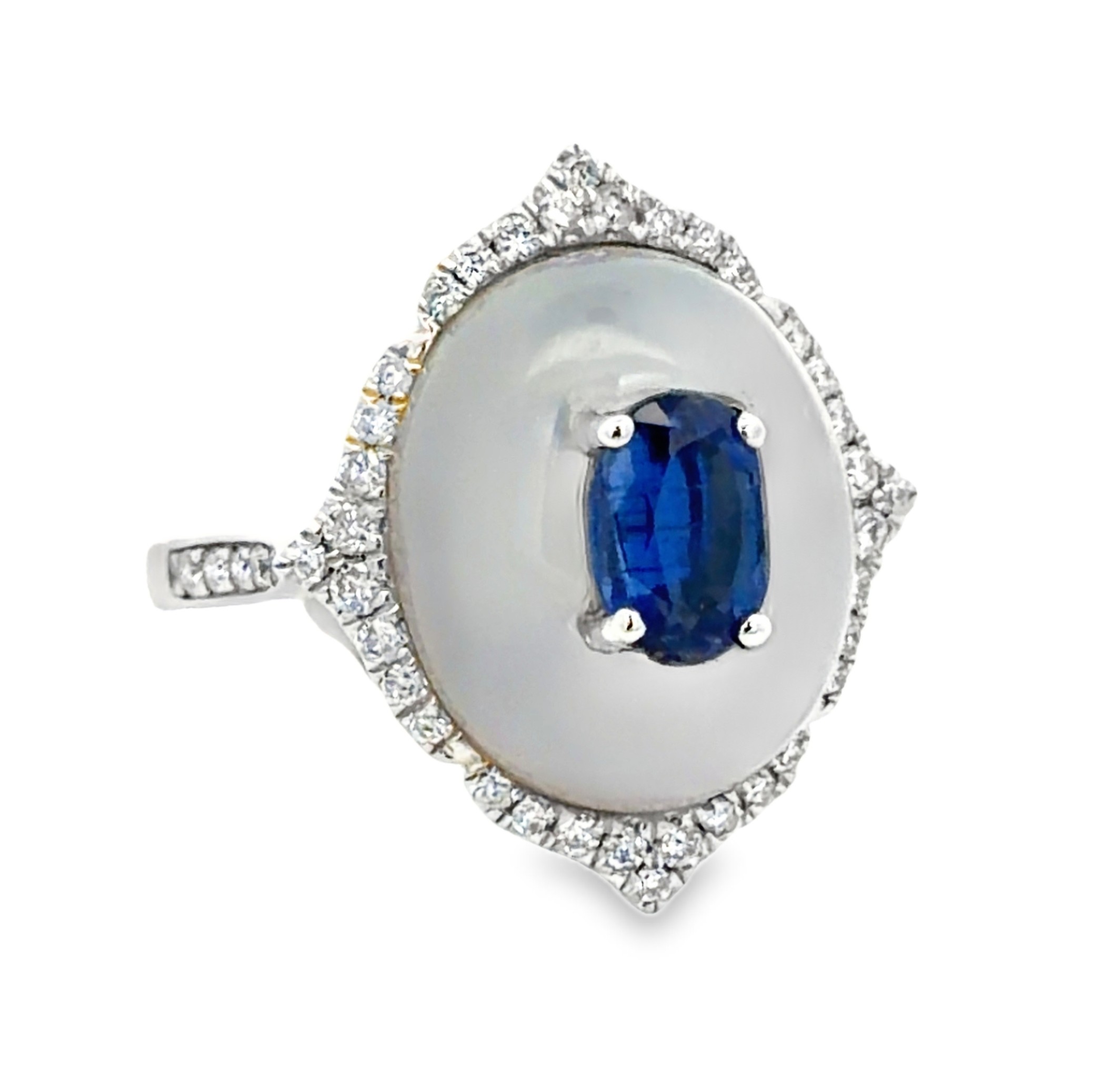 Chalcedony, Kyanite and Diamond Ring
