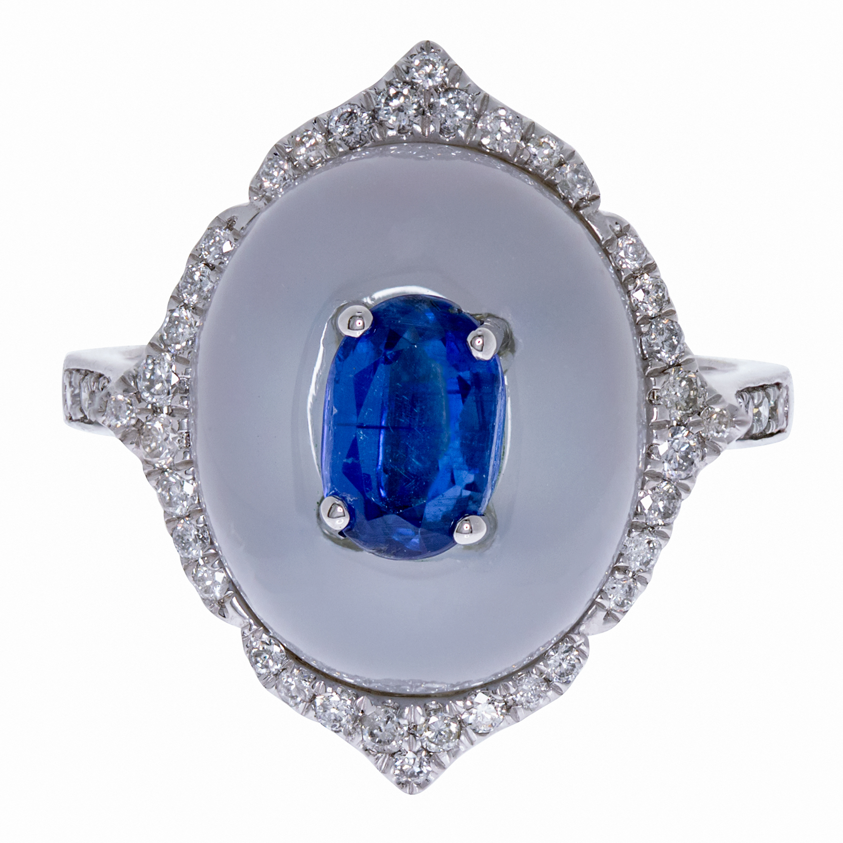 Chalcedony, Kyanite and Diamond Ring
