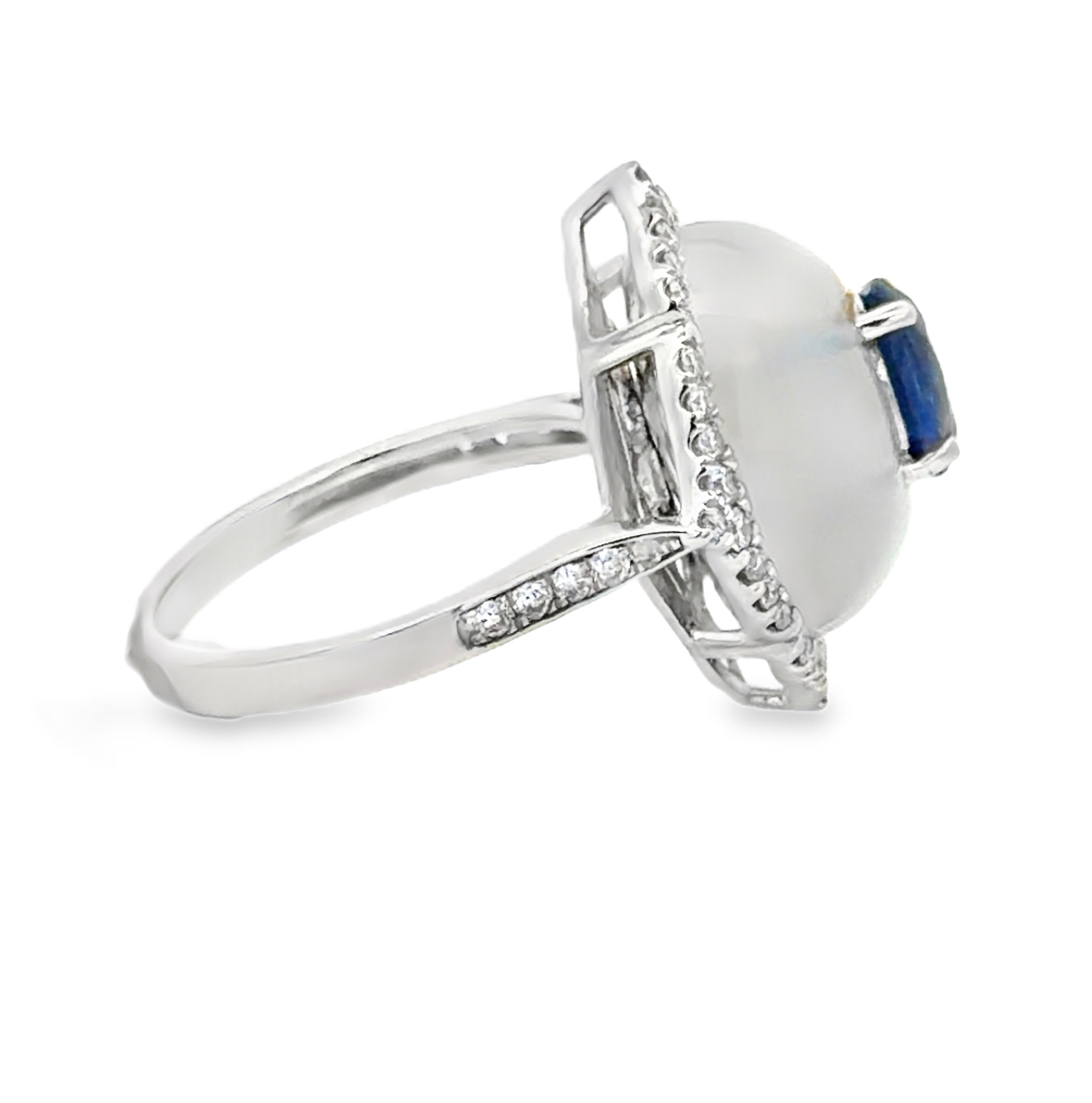 Chalcedony, Kyanite and Diamond Ring