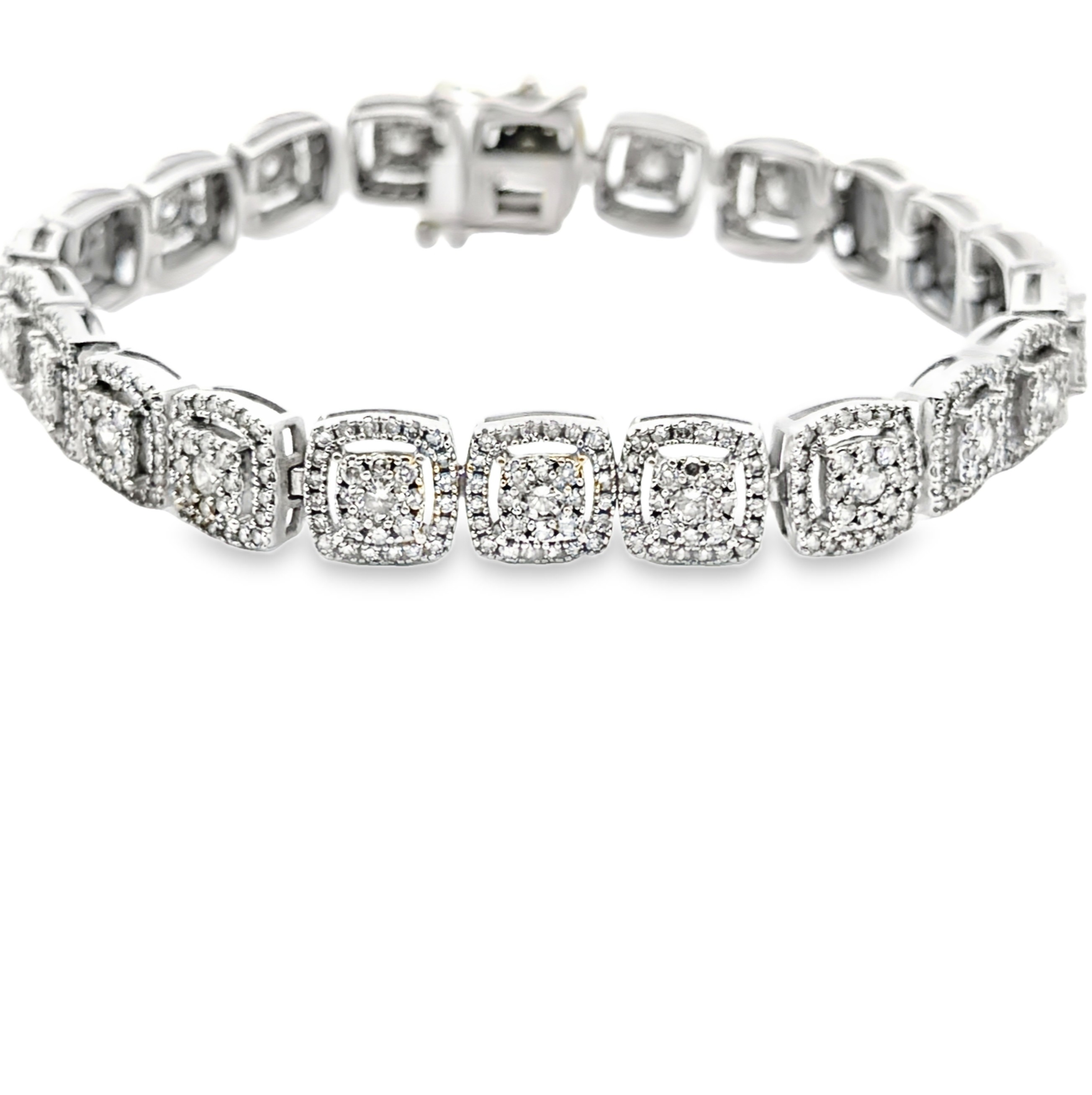 10K White Gold Diamond Cluster Bracelet