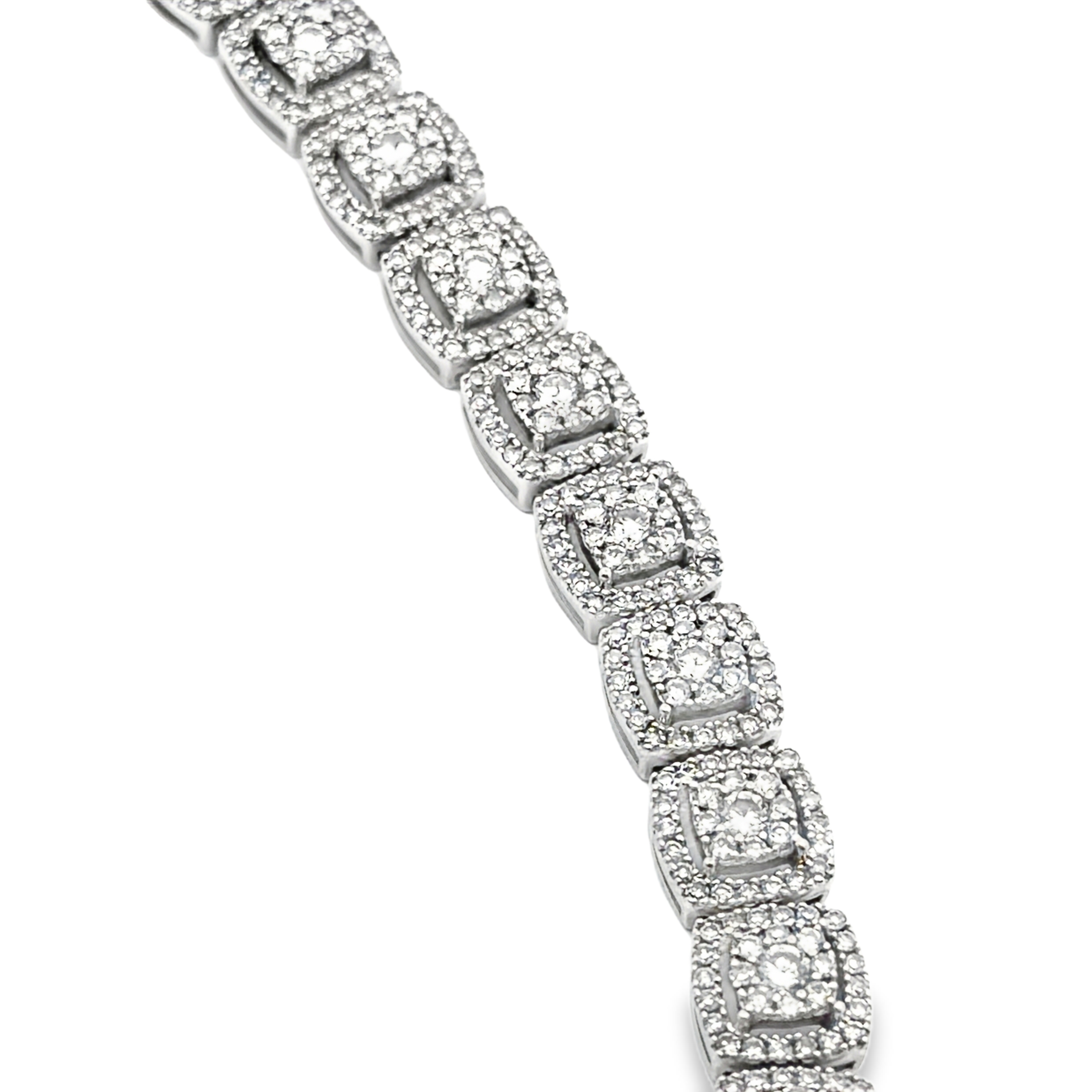 10K White Gold Diamond Cluster Bracelet