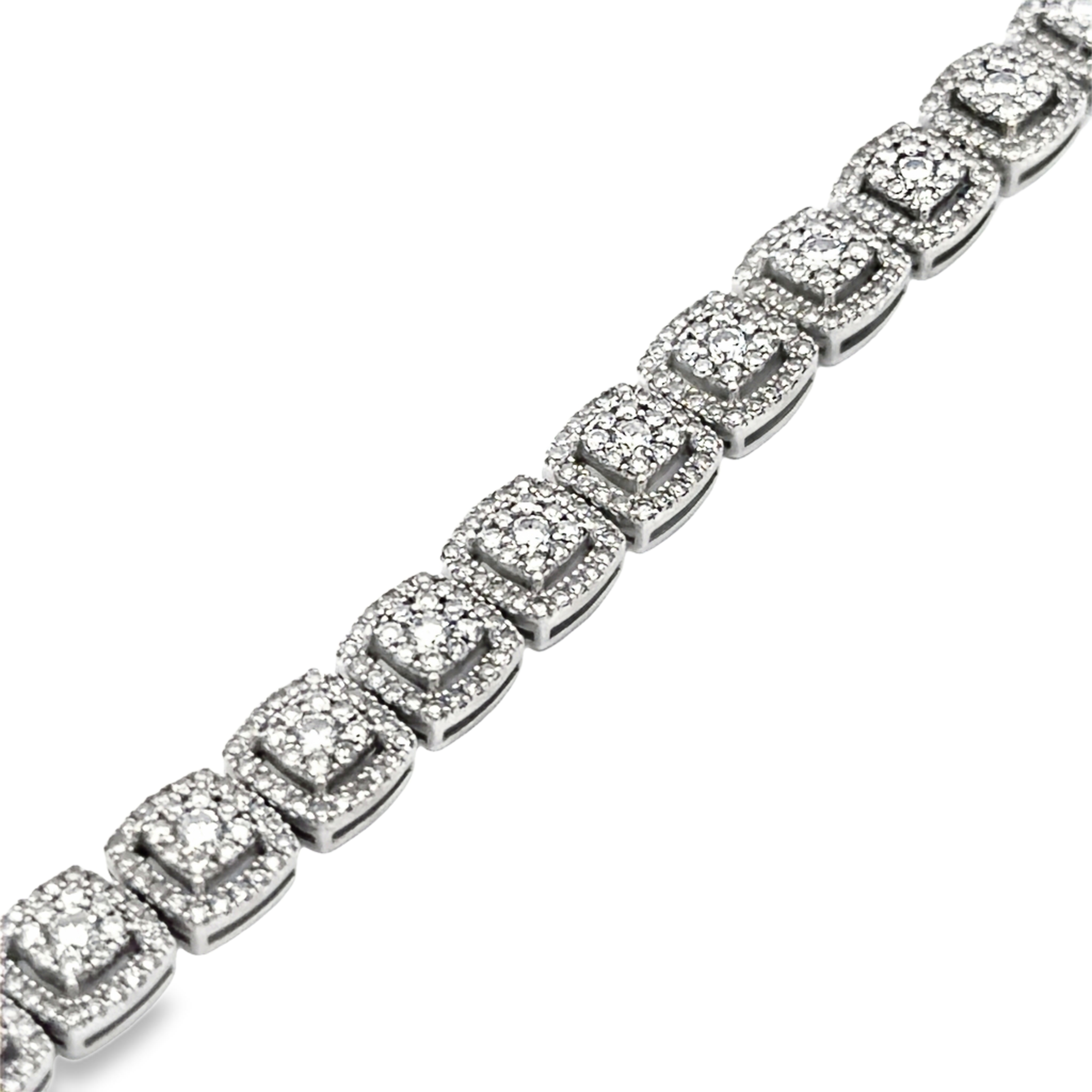 10K White Gold Diamond Cluster Bracelet