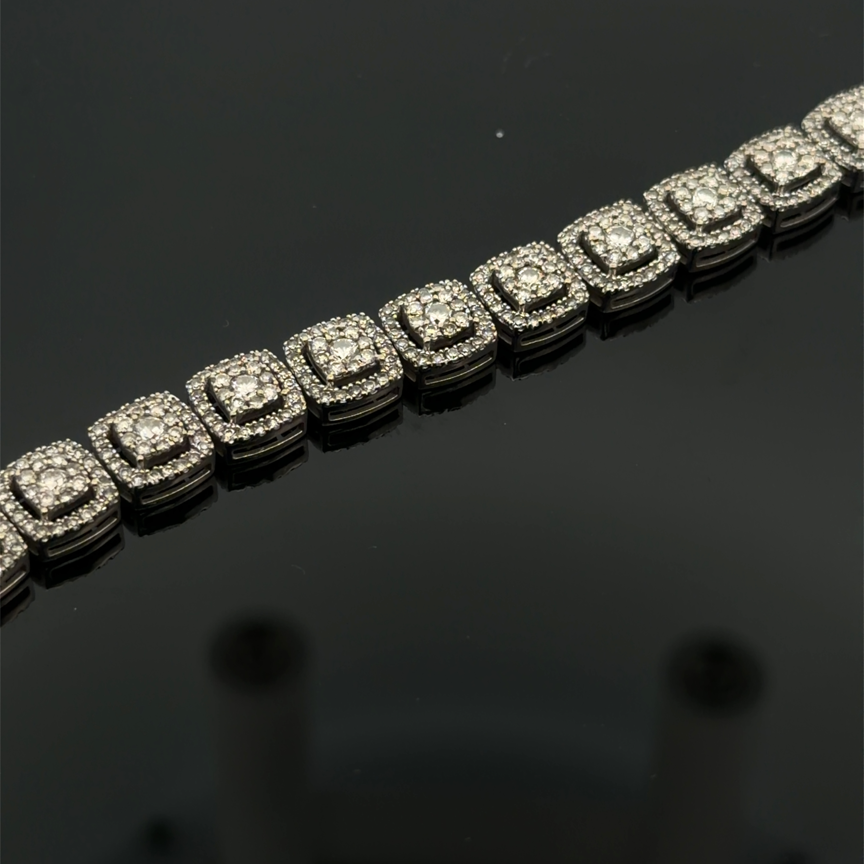 10K White Gold Diamond Cluster Bracelet
