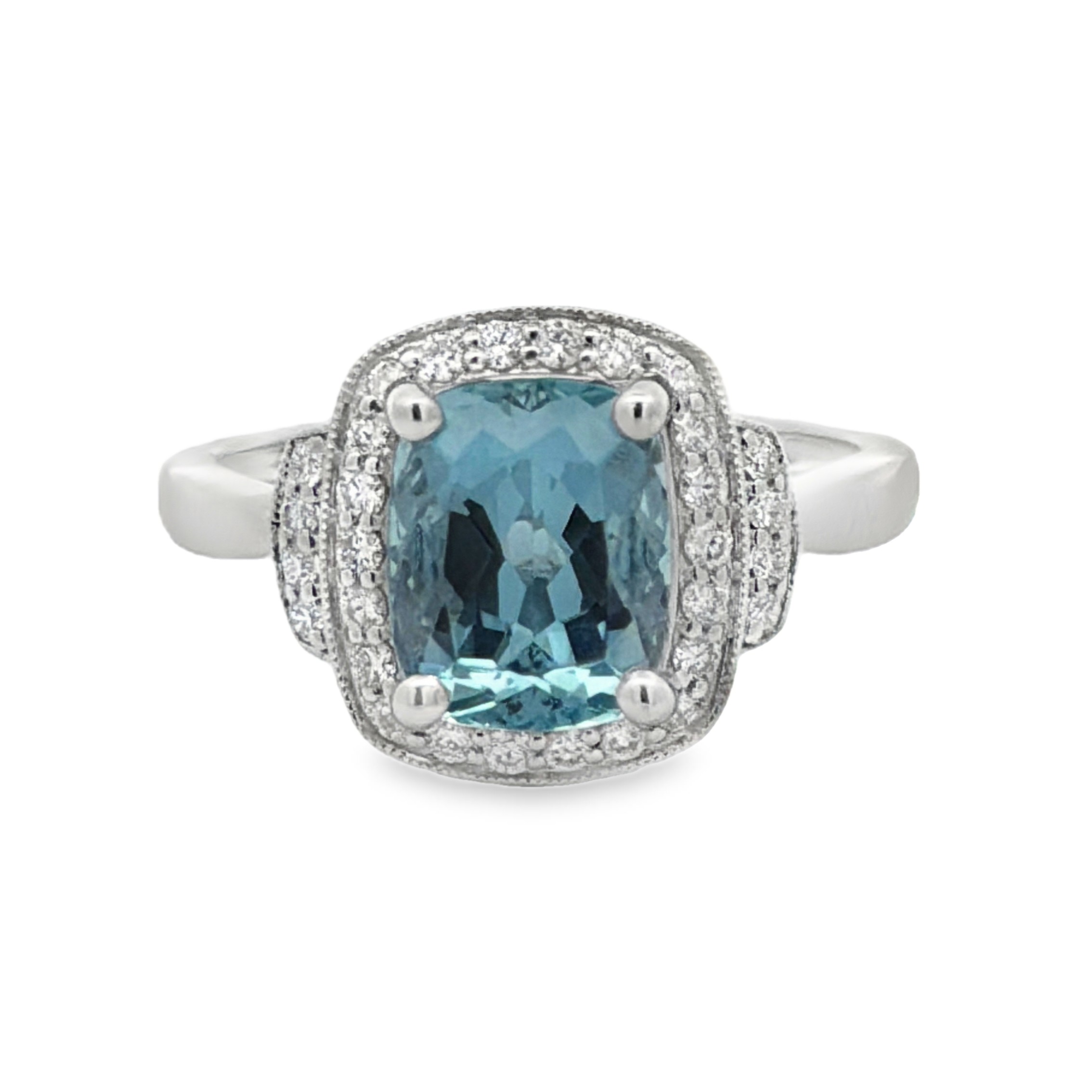 GIA Certified Aquamarine Diamond Ring by Oscar Friedman