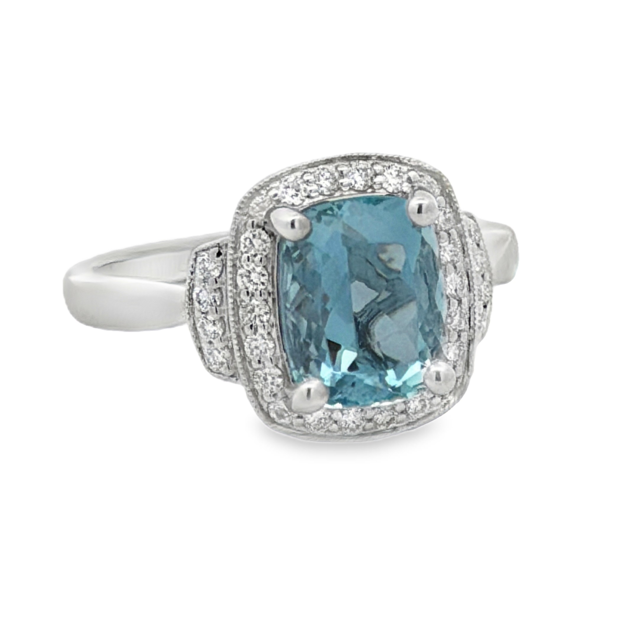 GIA Certified Aquamarine Diamond Ring by Oscar Friedman