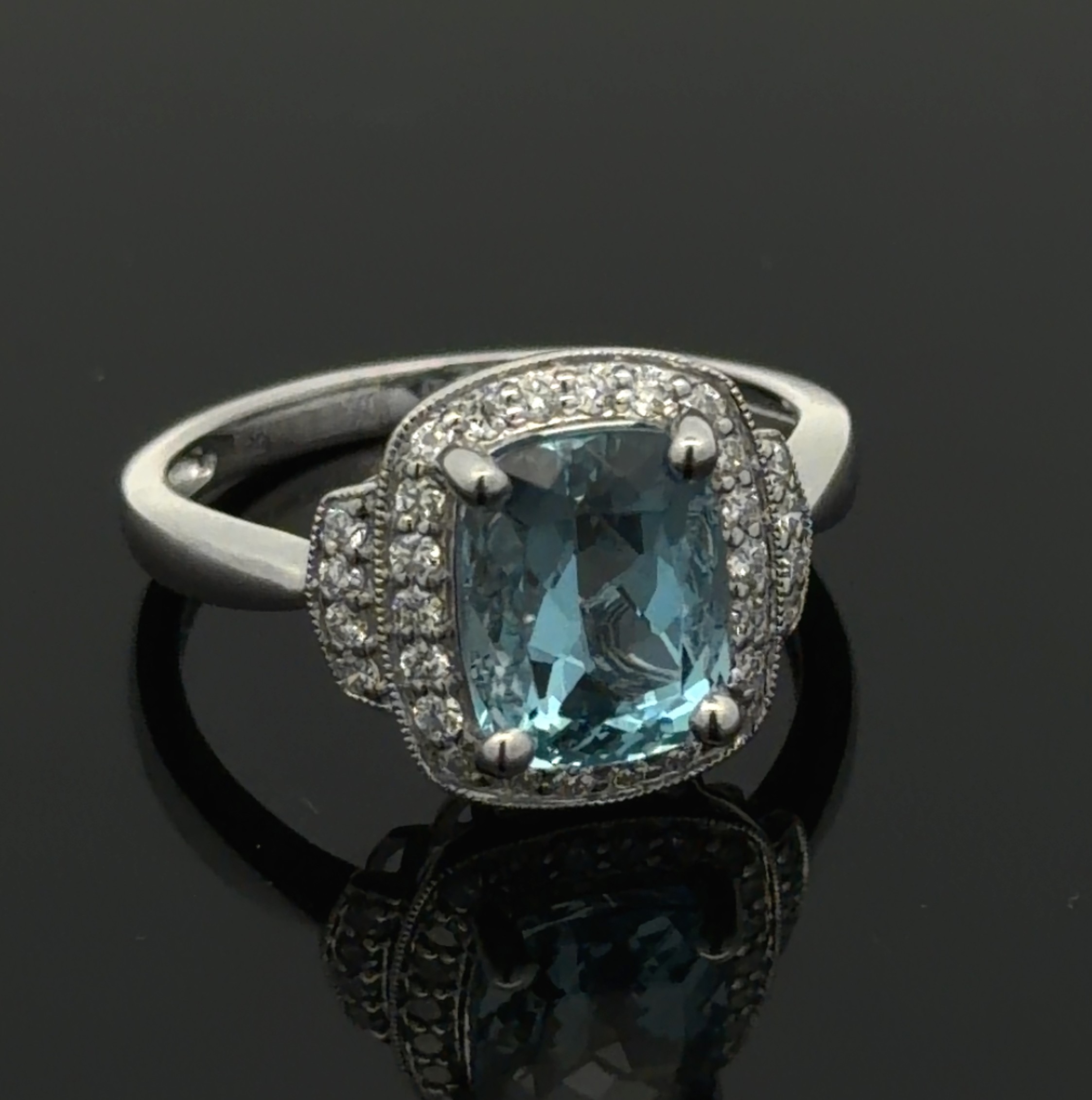 GIA Certified Aquamarine Diamond Ring by Oscar Friedman