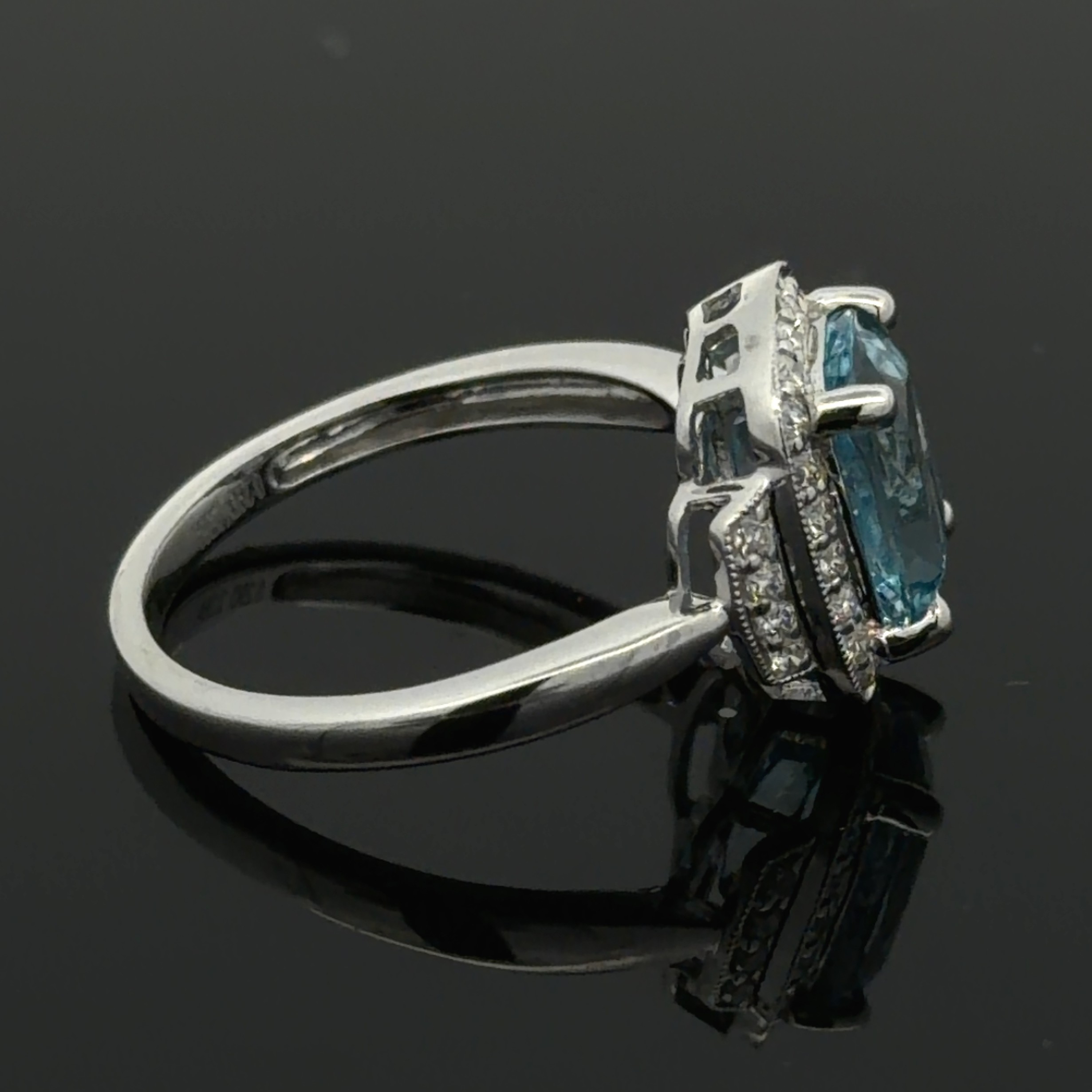 GIA Certified Aquamarine Diamond Ring by Oscar Friedman