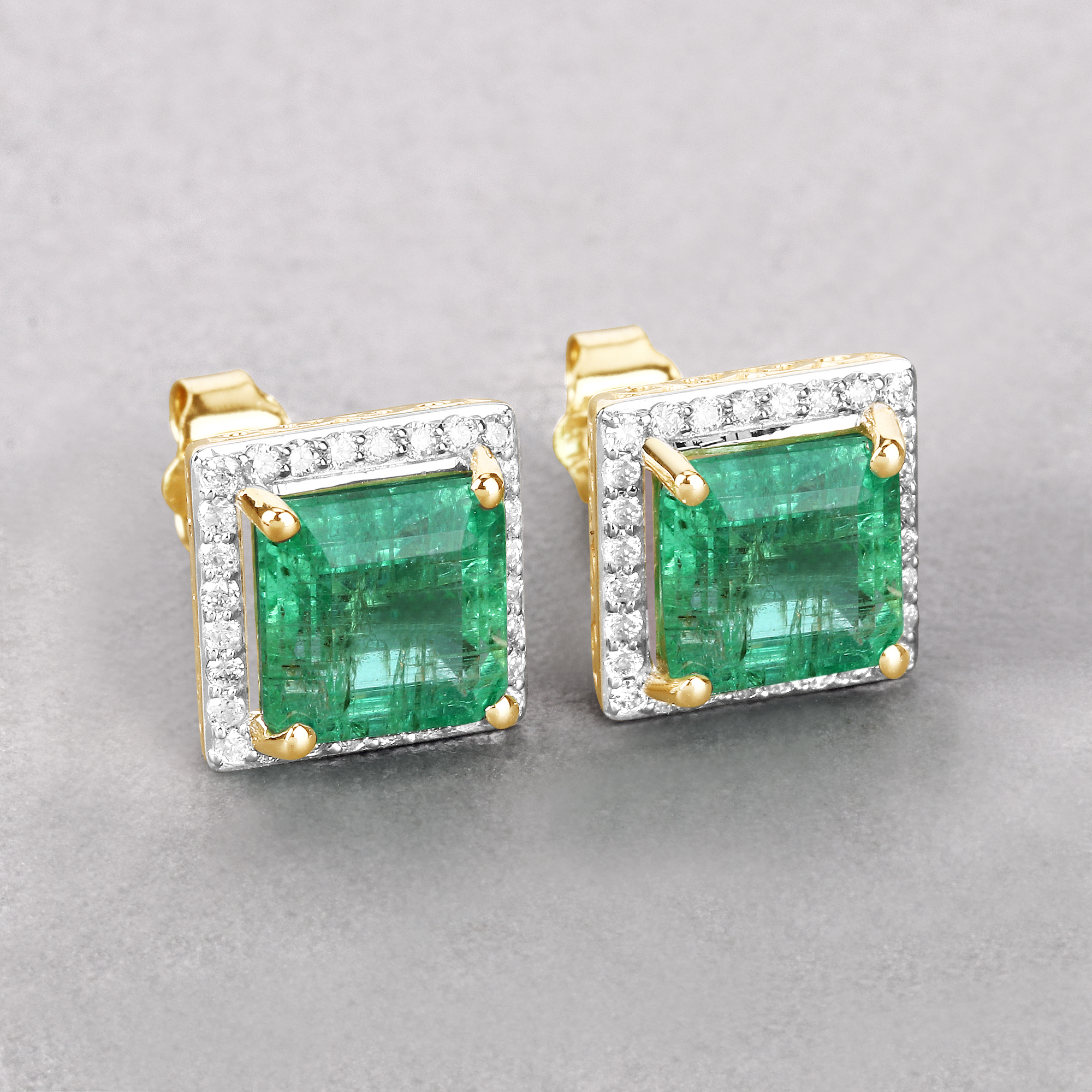 4.18 CT Ethiopian Emerald and Diamond Earrings