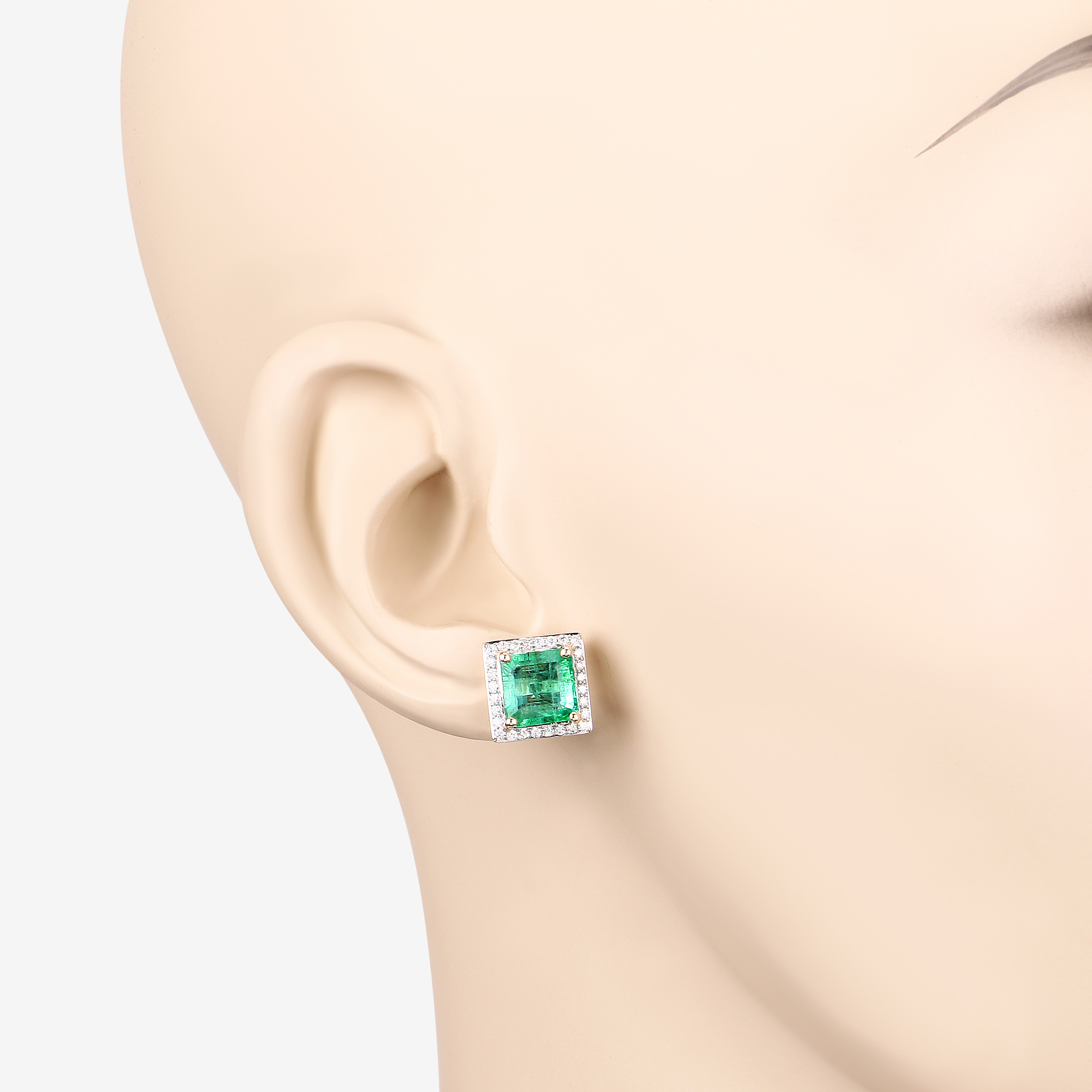 4.18 CT Ethiopian Emerald and Diamond Earrings