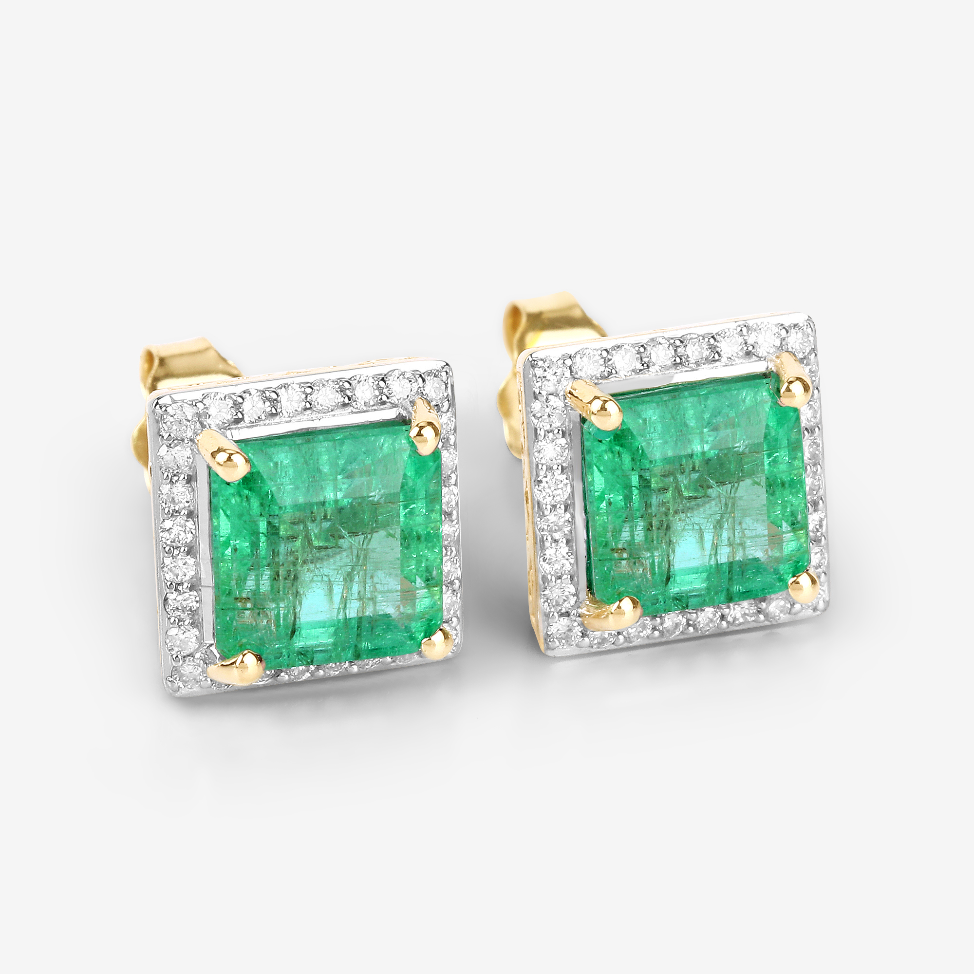 4.18 CT Ethiopian Emerald and Diamond Earrings