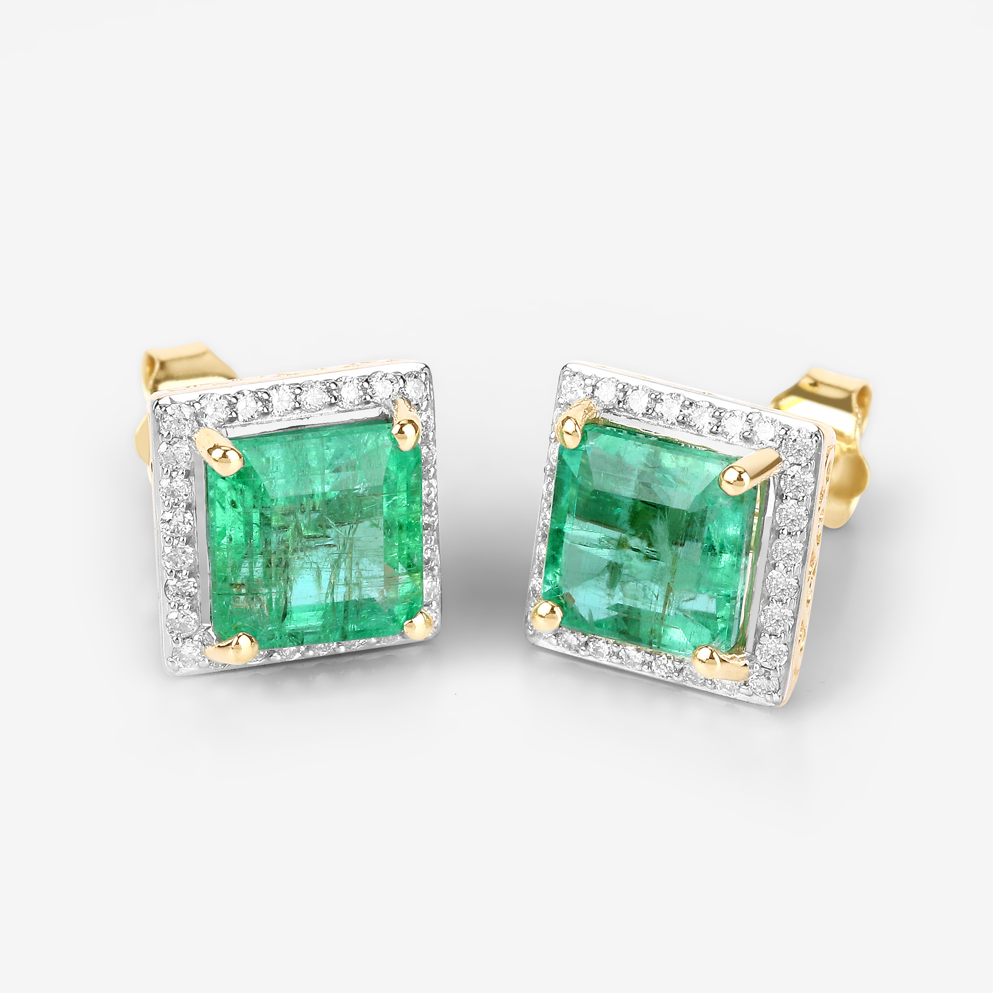 4.18 CT Ethiopian Emerald and Diamond Earrings