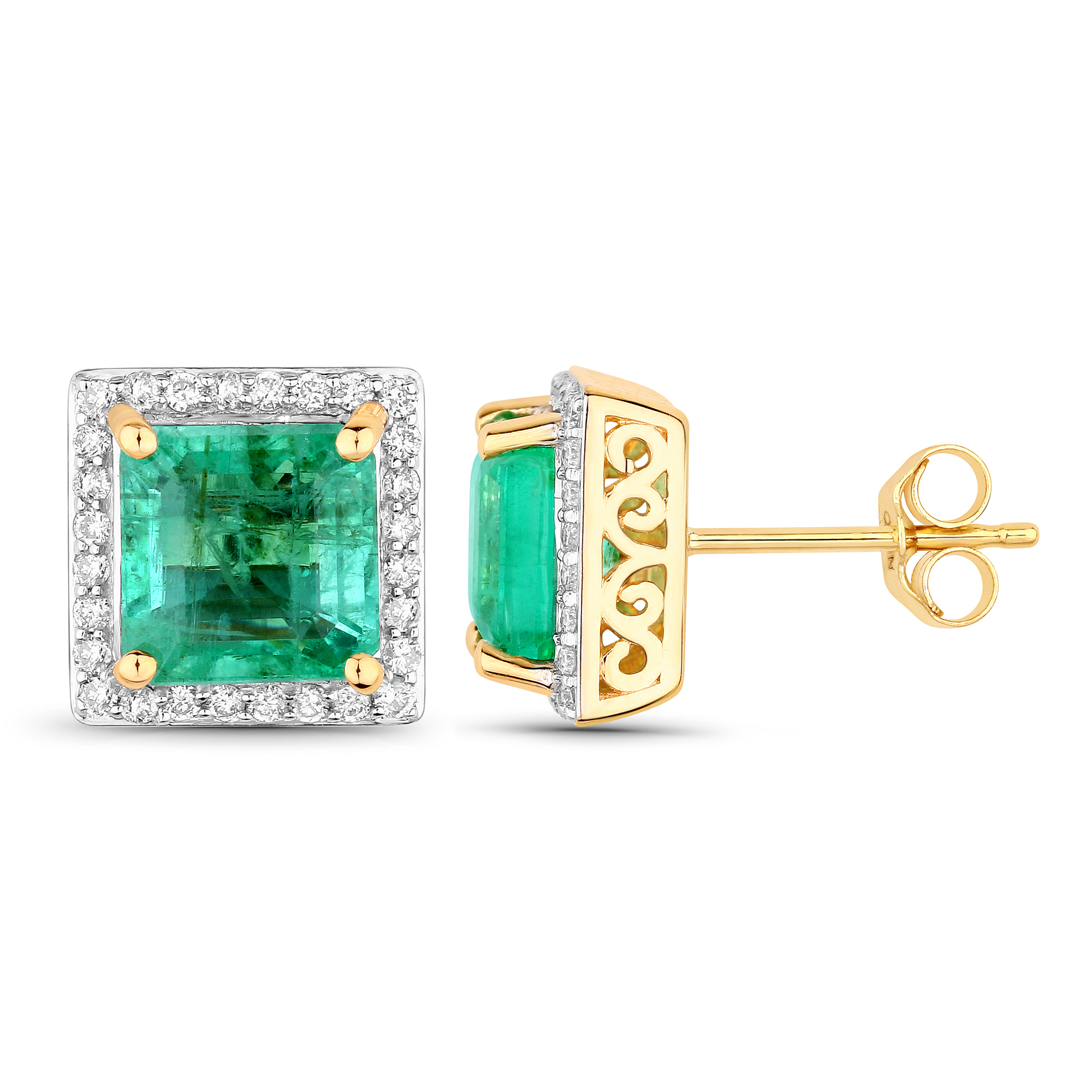 4.18 CT Ethiopian Emerald and Diamond Earrings