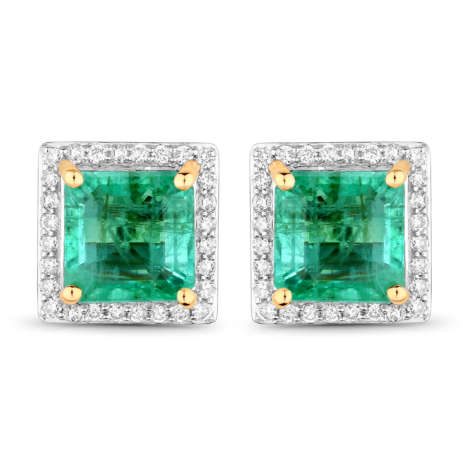 4.18 CT Ethiopian Emerald and Diamond Earrings