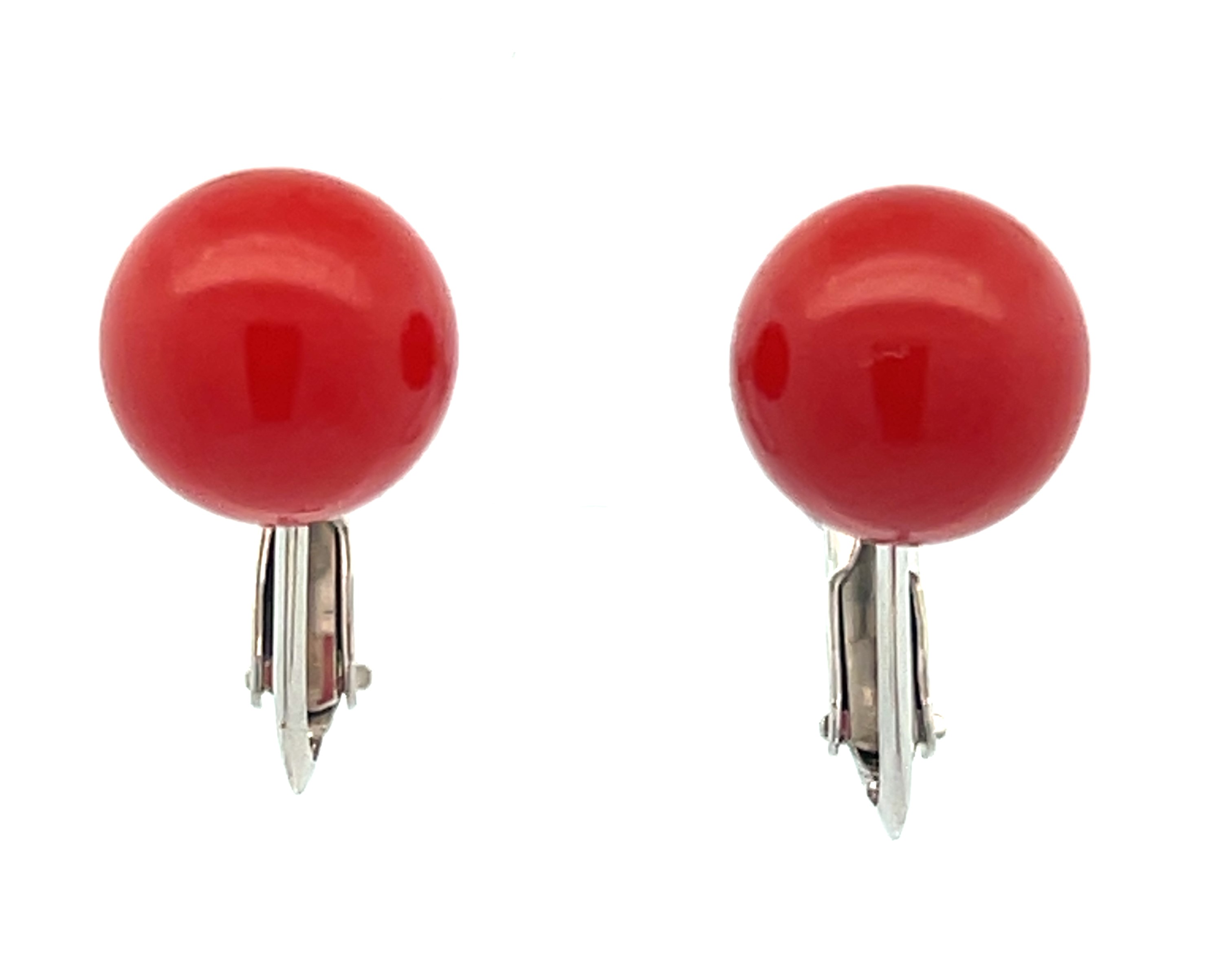 Non-pierced Coral Ball Earrings