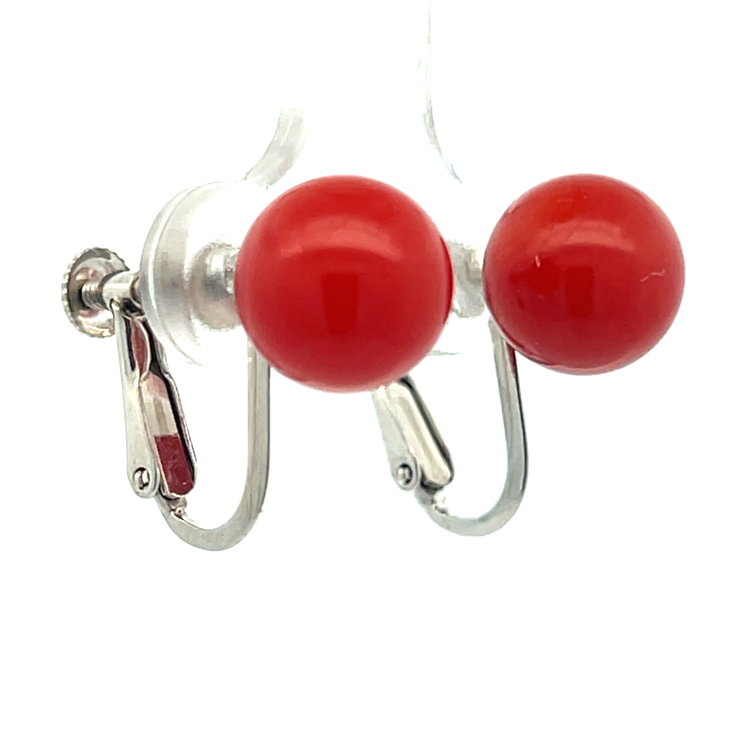 Non-pierced Coral Ball Earrings